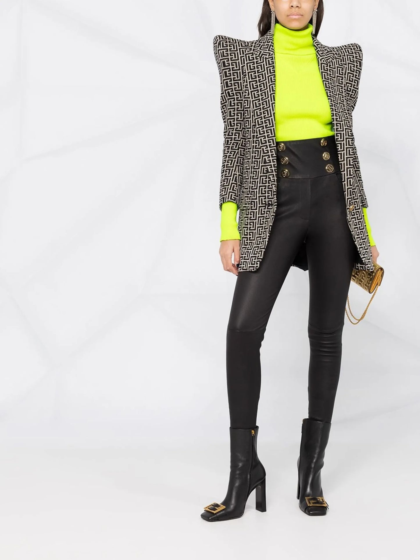 monogram-pattern wool blazer