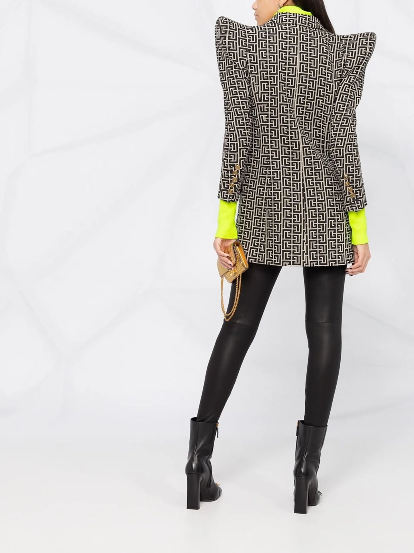 monogram-pattern wool blazer