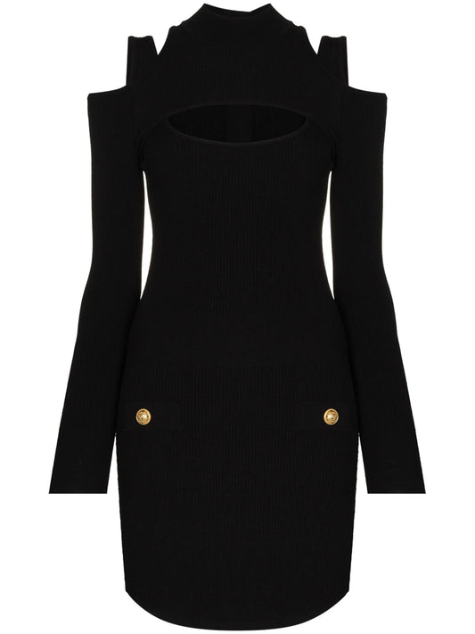 cut-out long-sleeve minidress