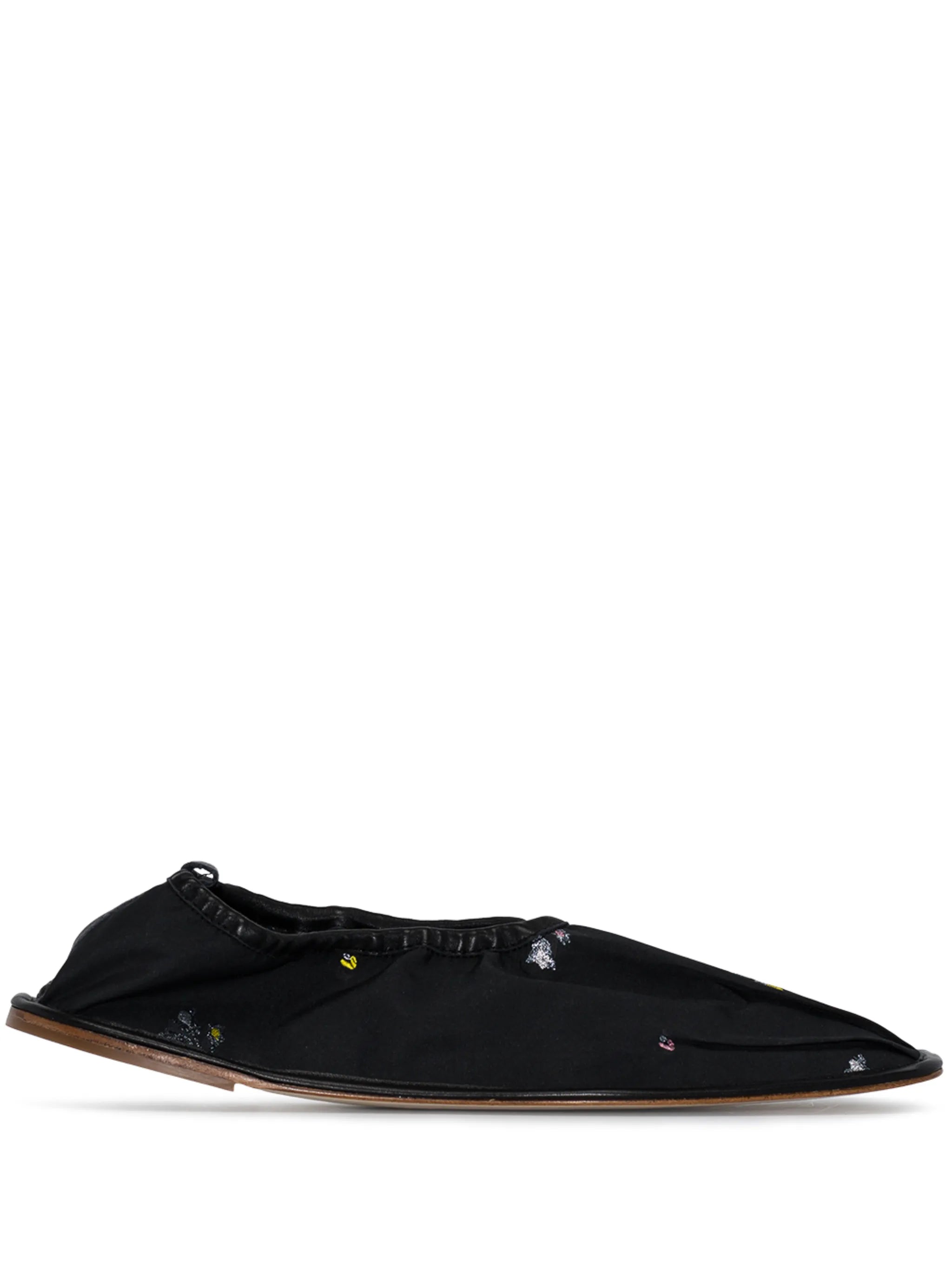 floral-embroidered ballerina shoes