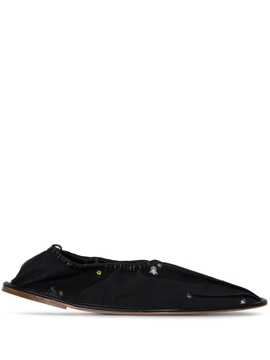 floral-embroidered ballerina shoes