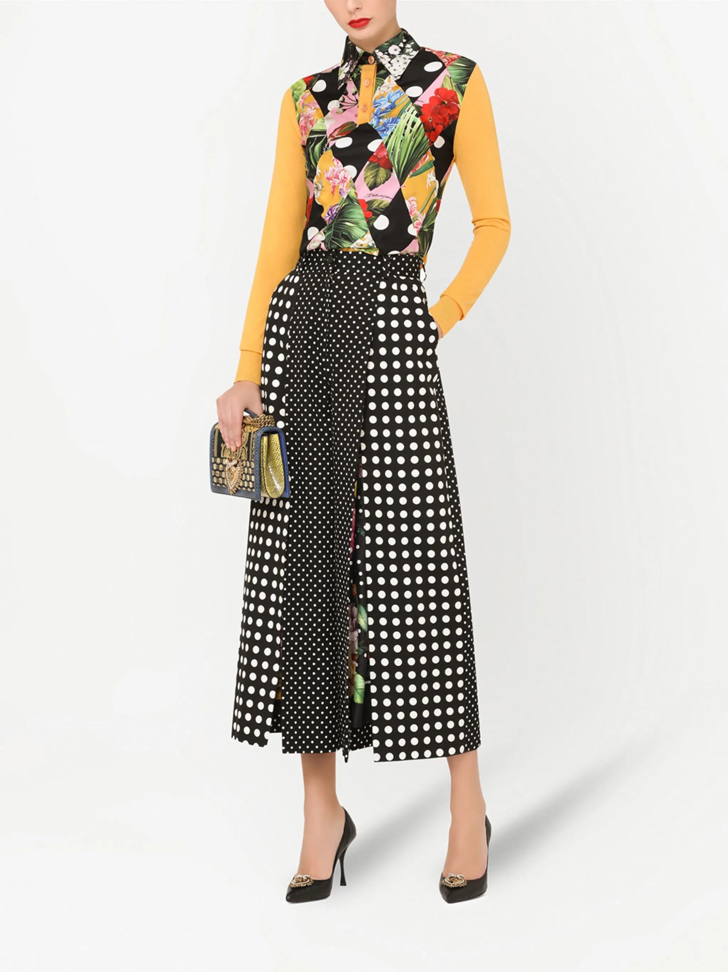 polka-dot cropped trousers