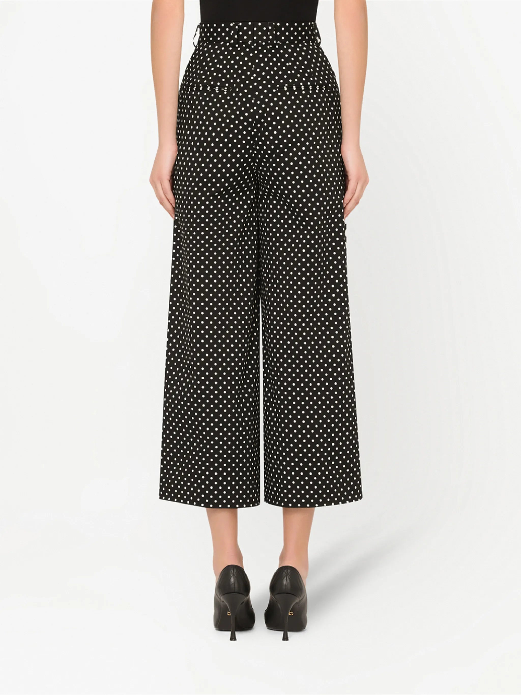 polka-dot cropped trousers