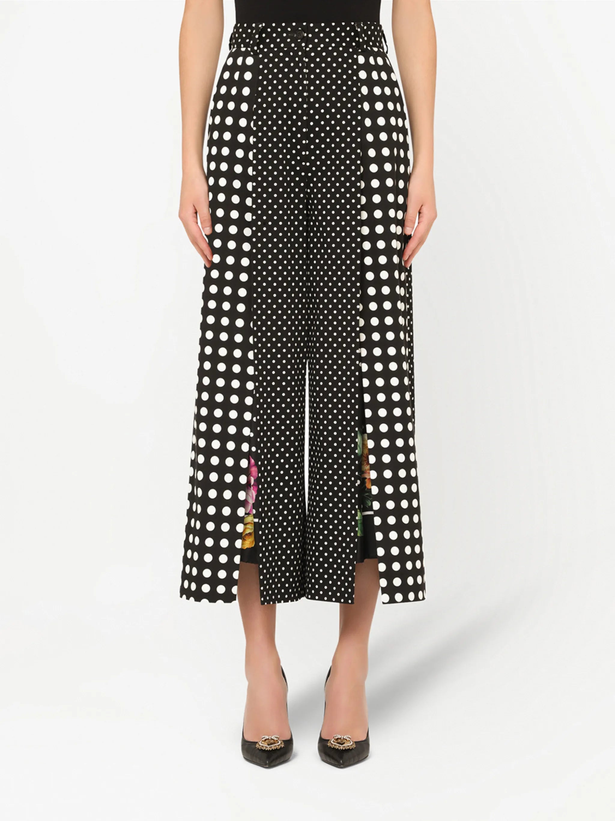 polka-dot cropped trousers