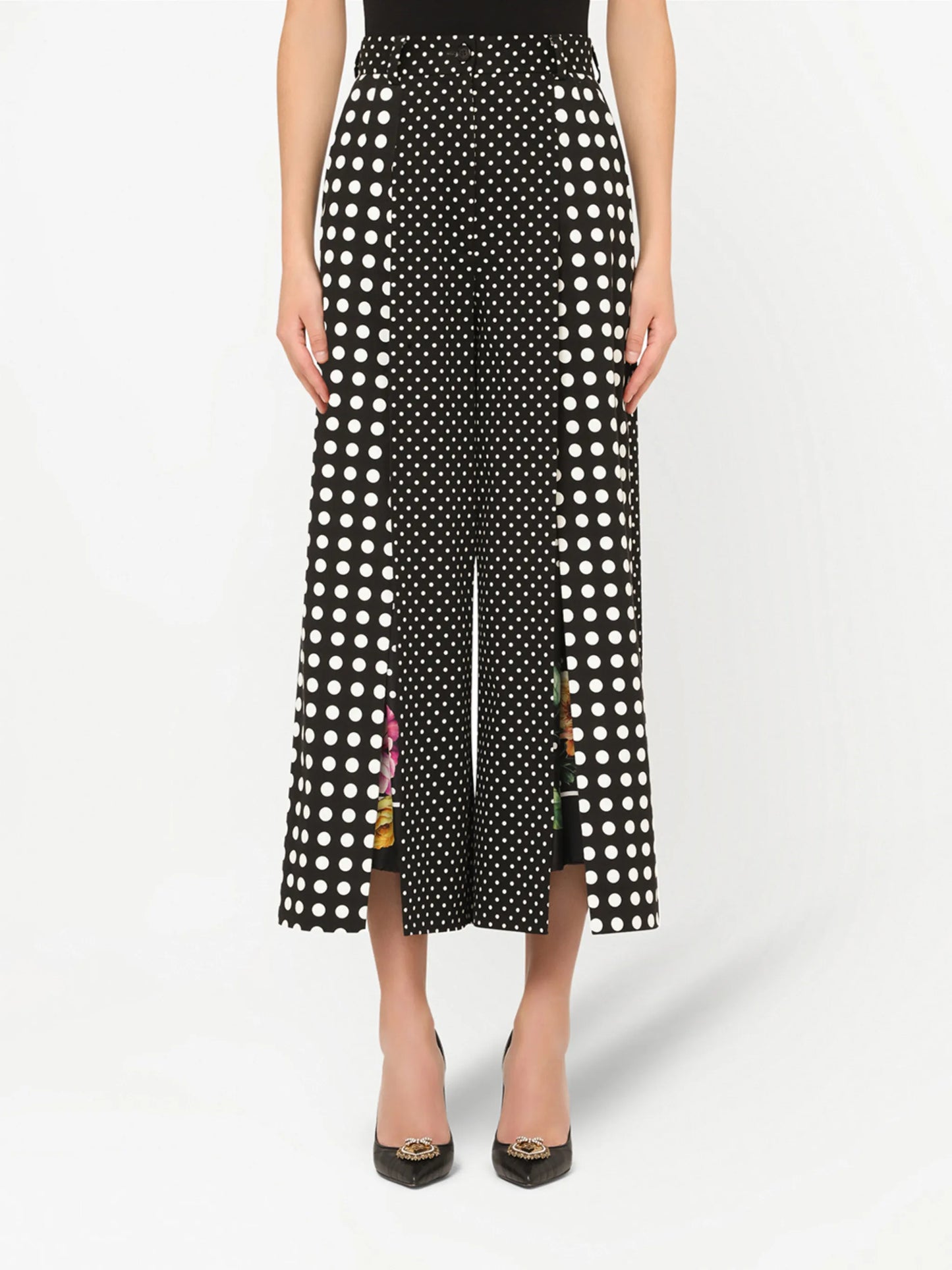 polka-dot cropped trousers
