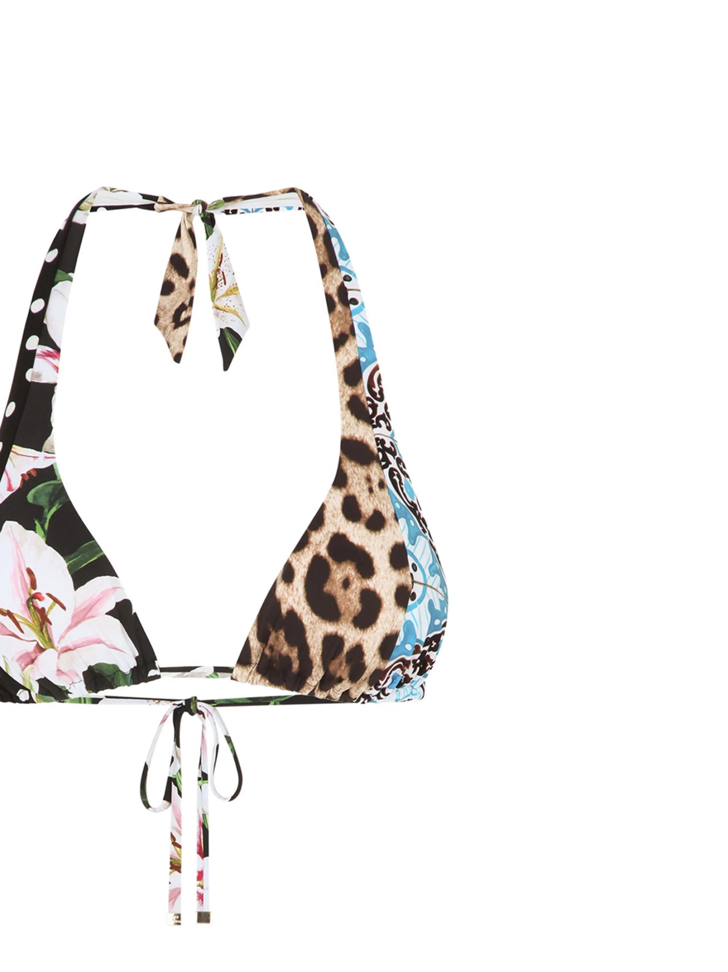 mixed-print halterneck bikini