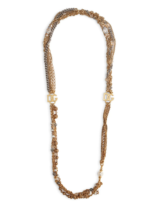 logo plaque multi-chain necklace