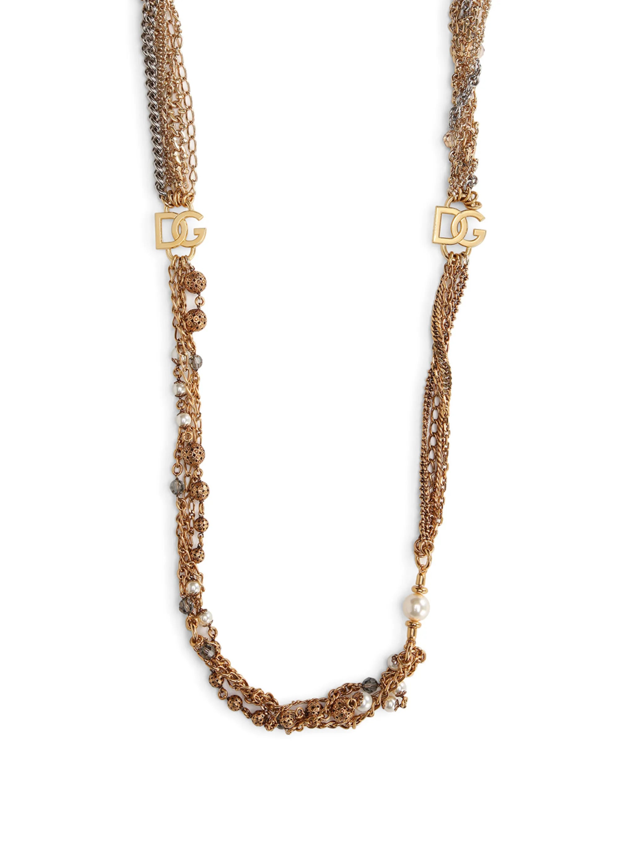 logo plaque multi-chain necklace