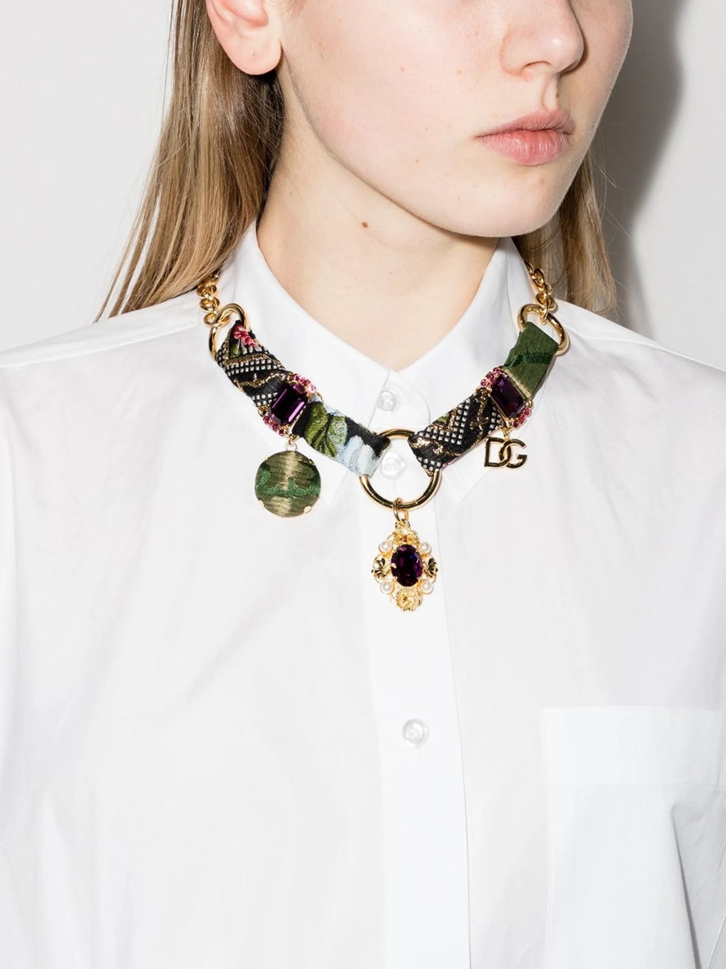 crystal embellished chain necklace
