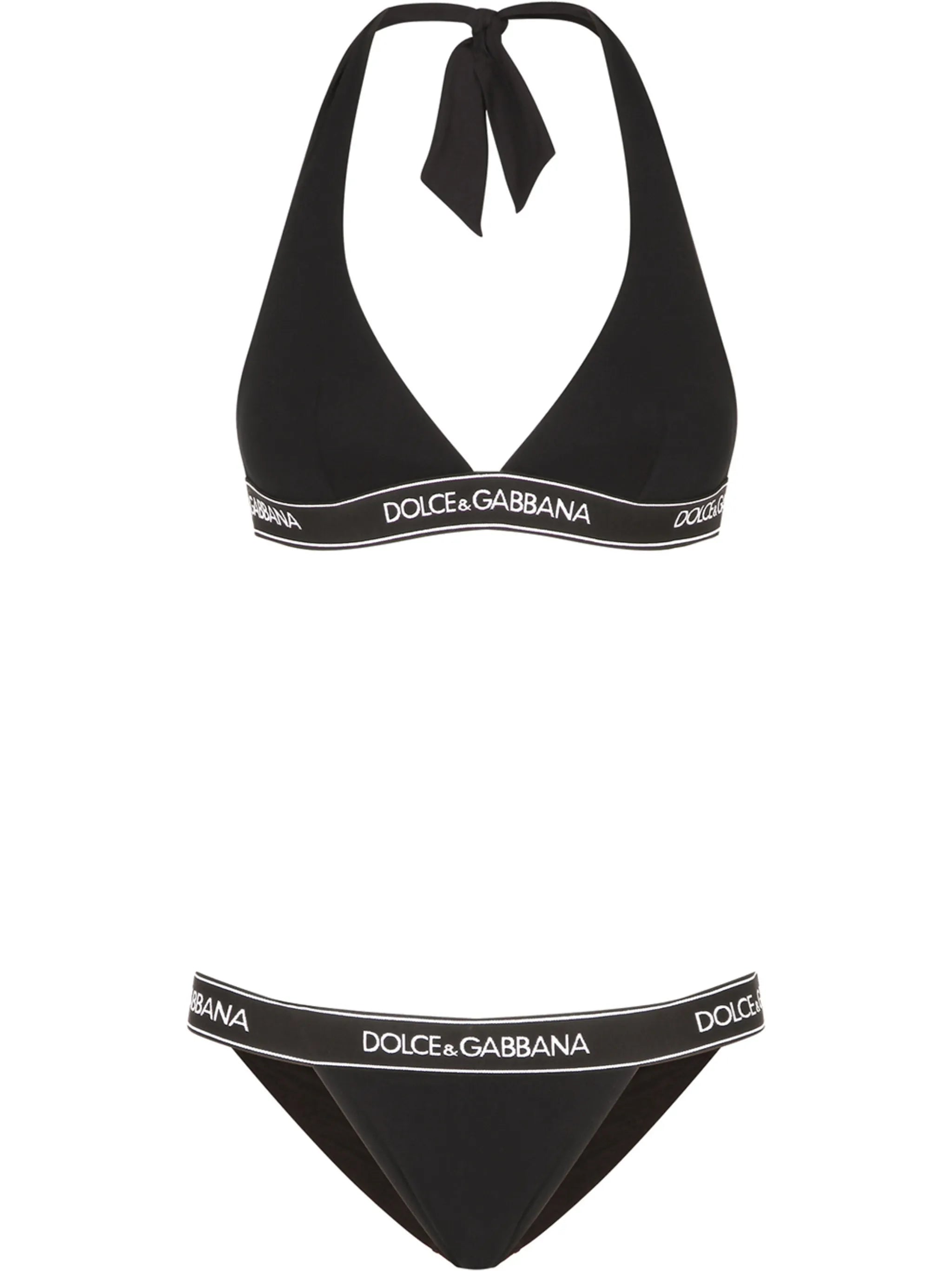 logo-tape halterneck bikini
