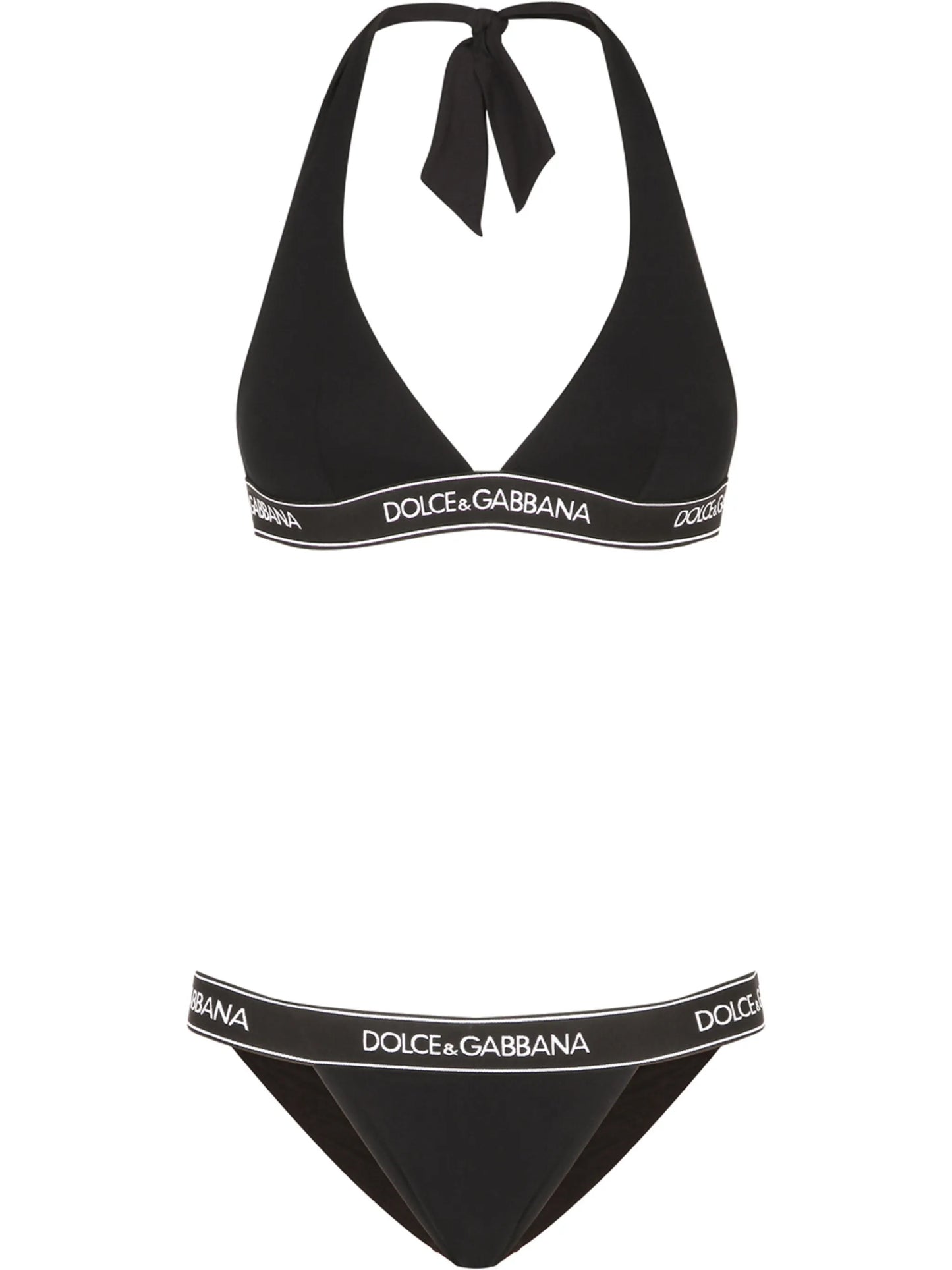 logo-tape halterneck bikini