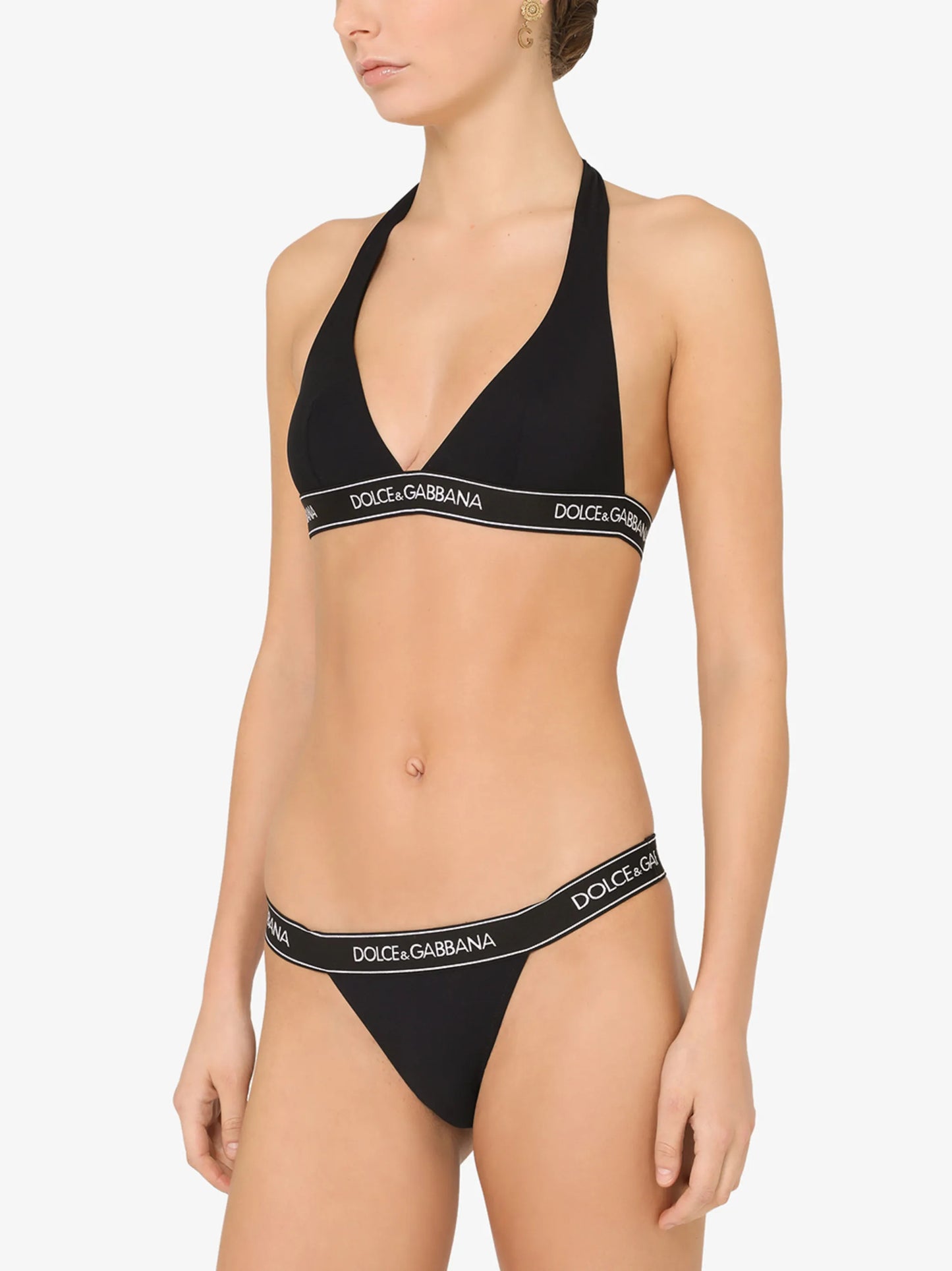 logo-tape halterneck bikini
