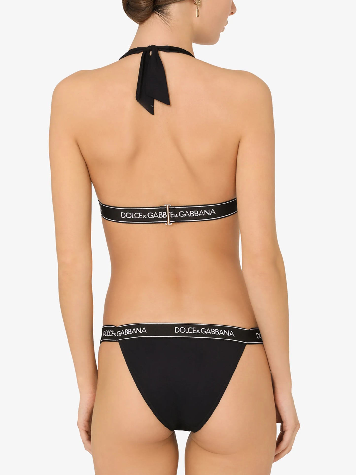 logo-tape halterneck bikini