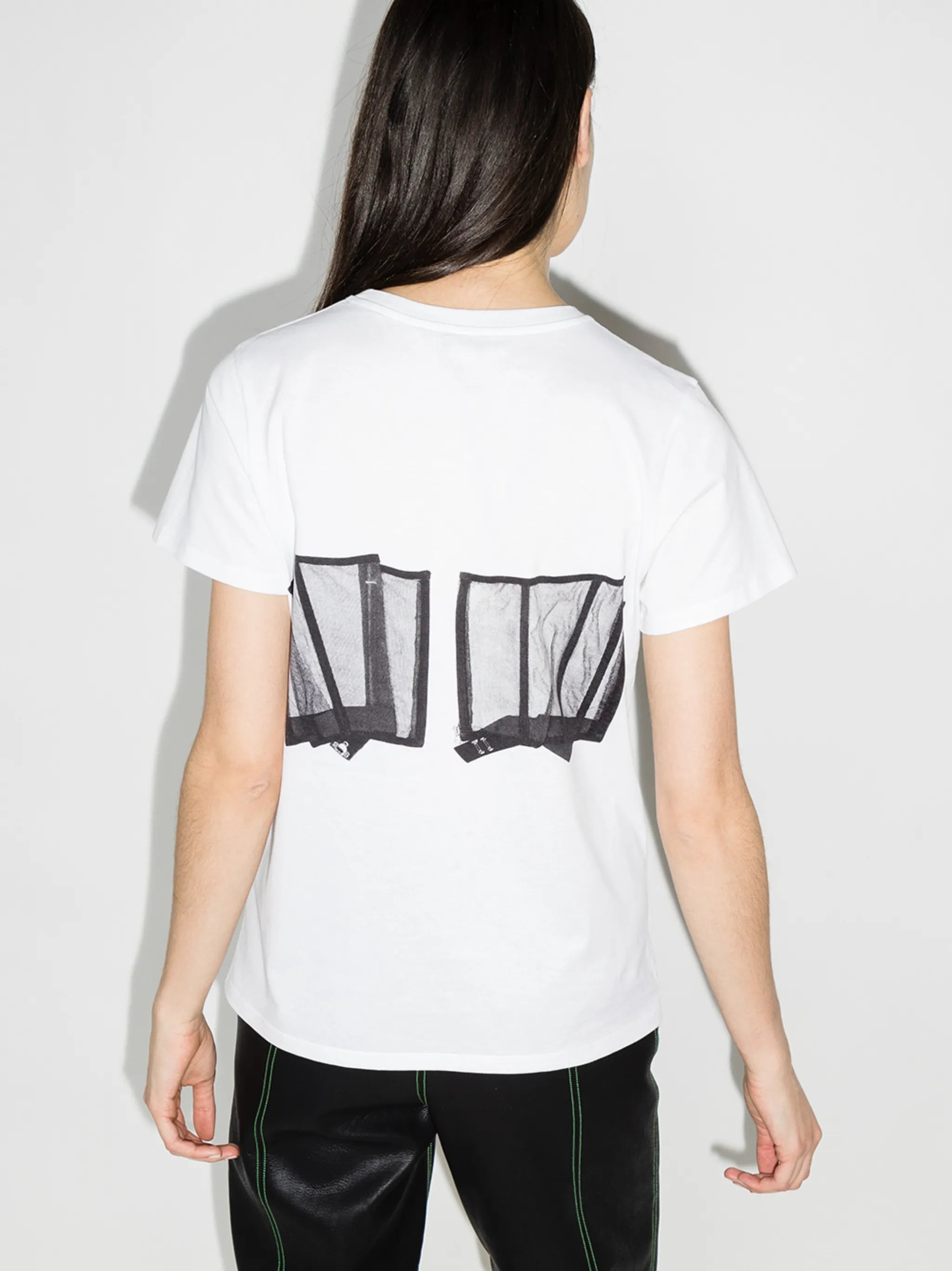 bustier-print crew-neck T-shirt