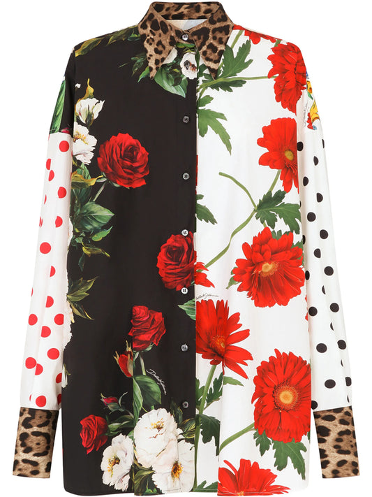 mix-print shirt