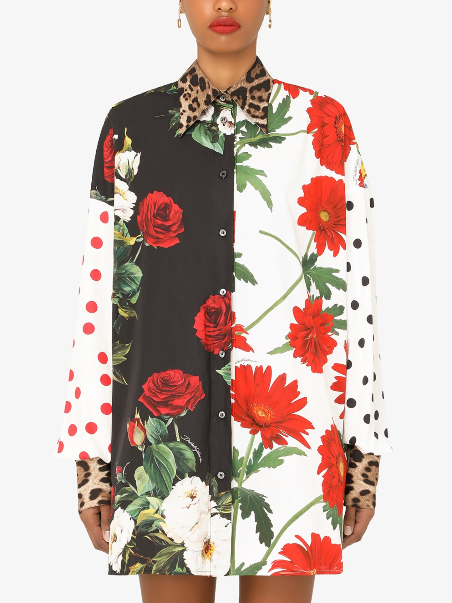 mix-print shirt