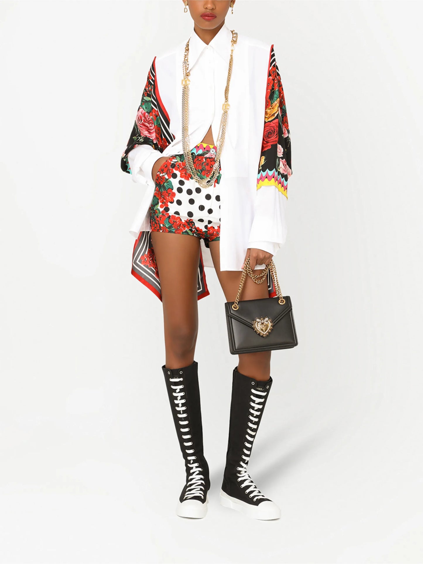 floral panel long shirt