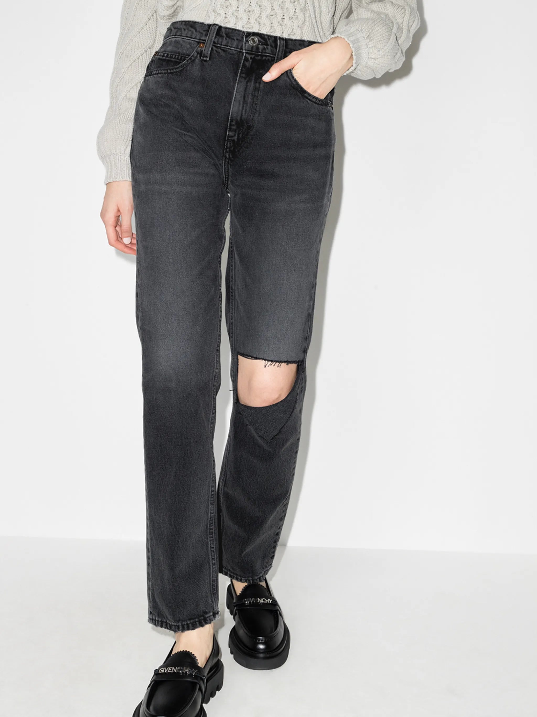 70s high-waist straight-leg jeans