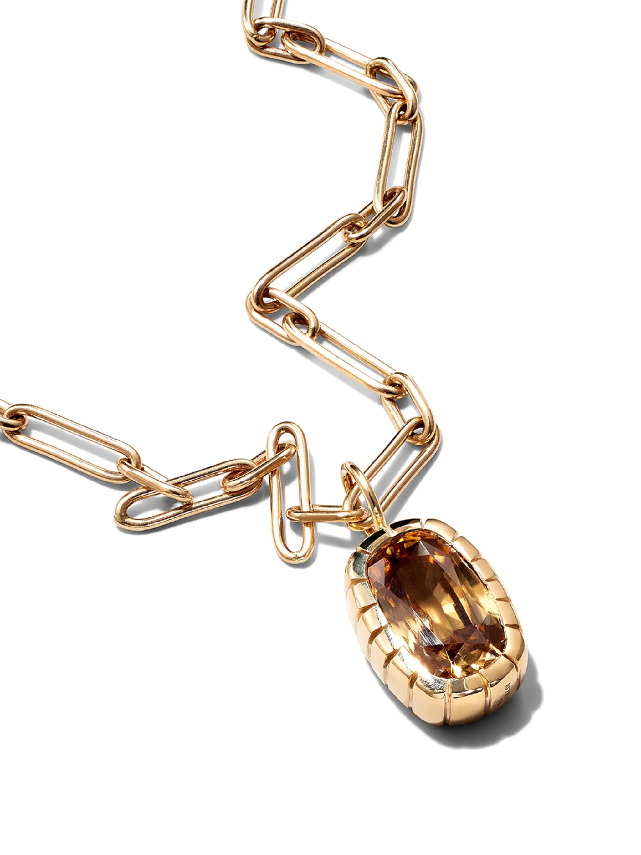 14K yellow gold Cush tourmaline chain necklace