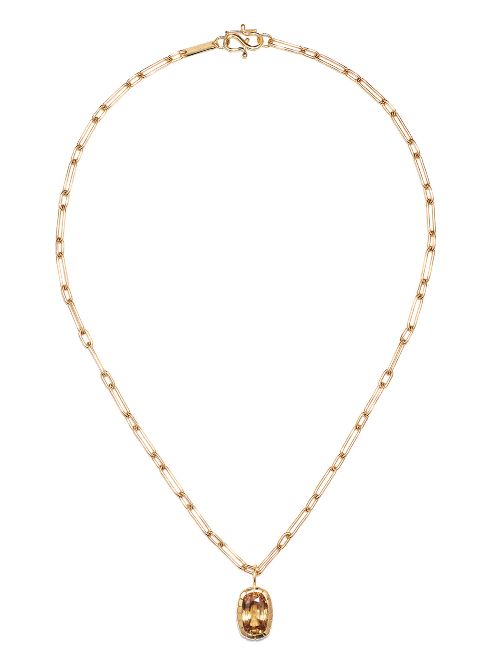 14K yellow gold Cush tourmaline chain necklace
