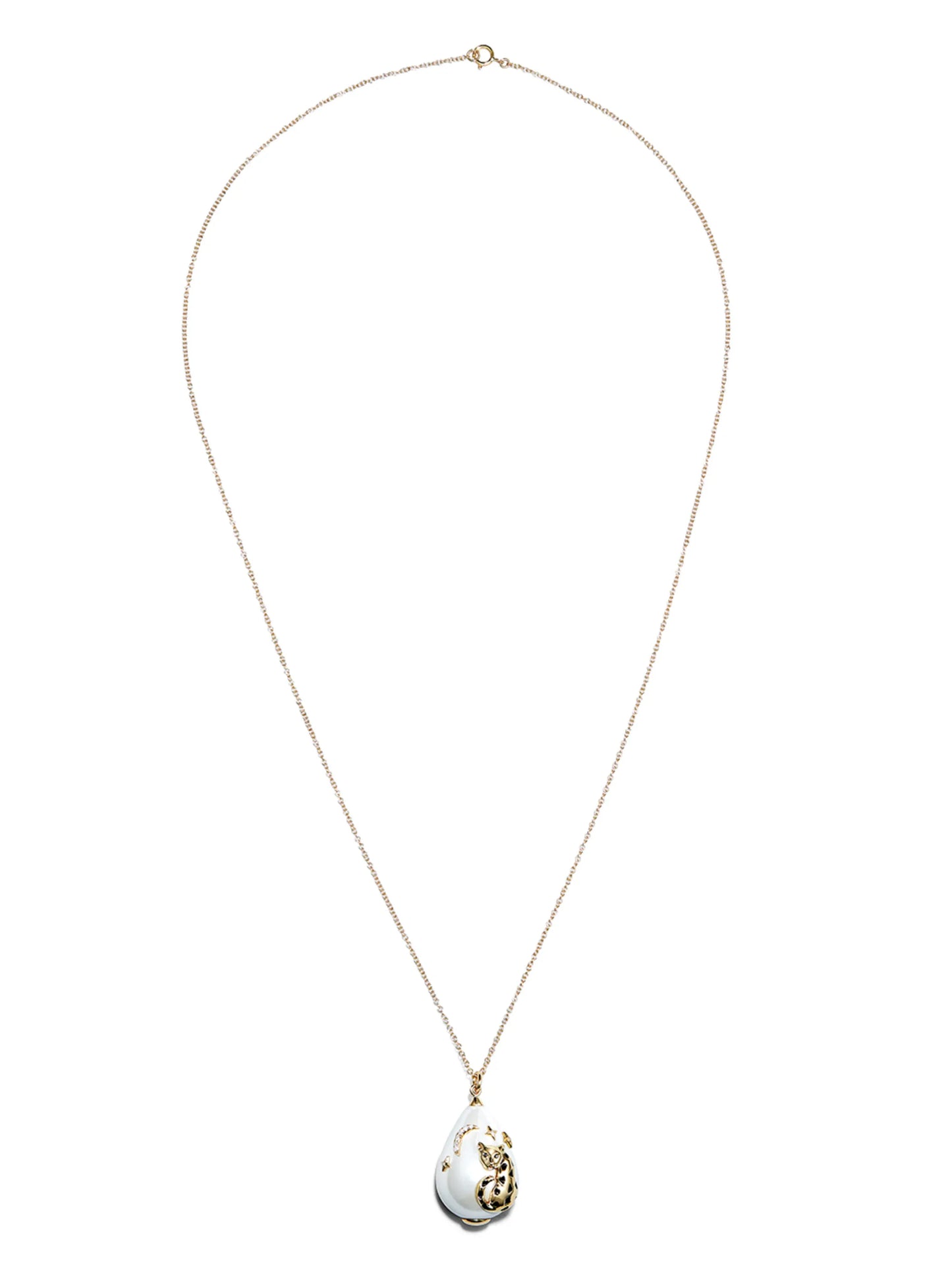 9kt leopard pearl detail pendant necklace