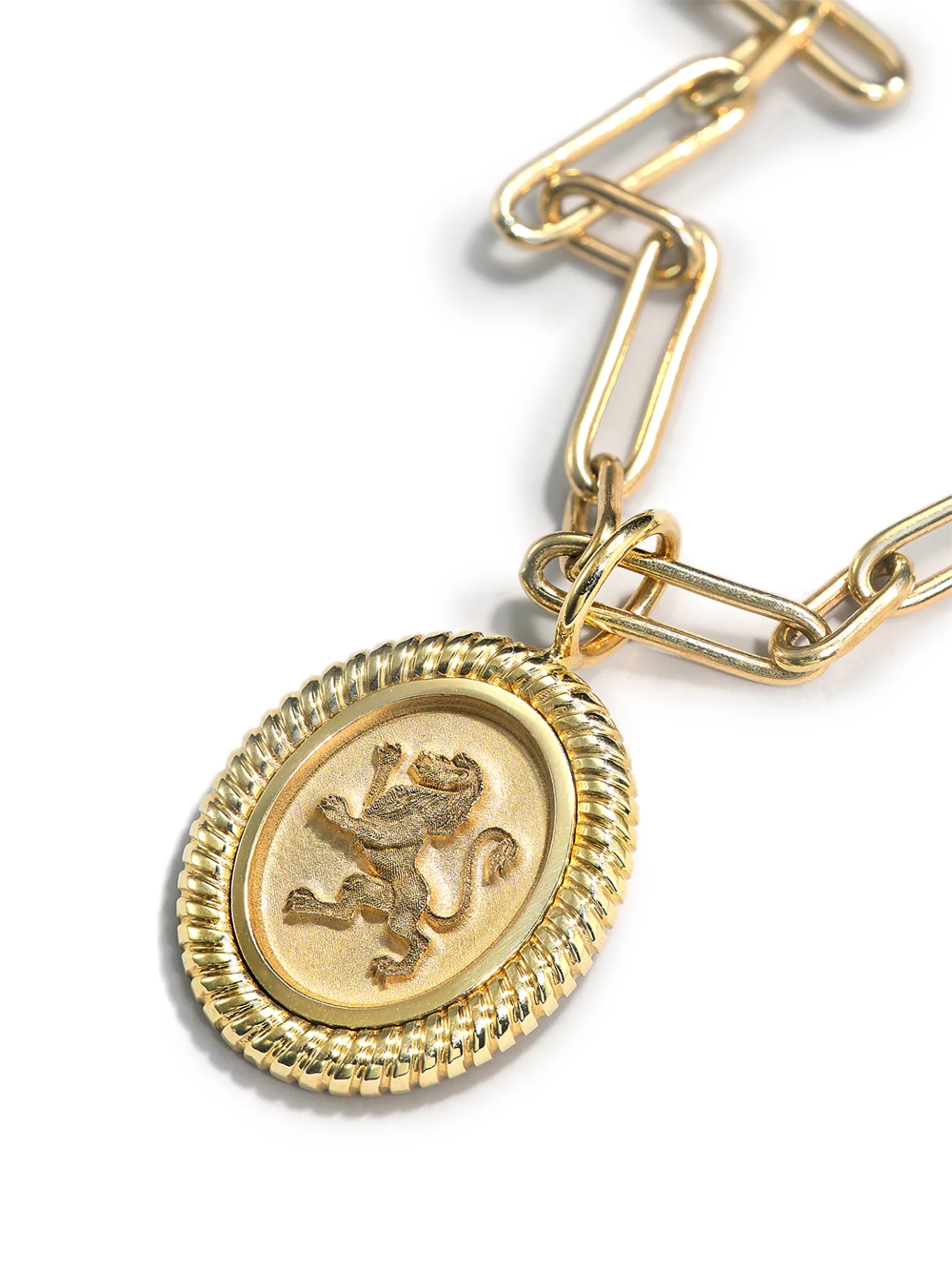 14K yellow gold lion-charm necklace