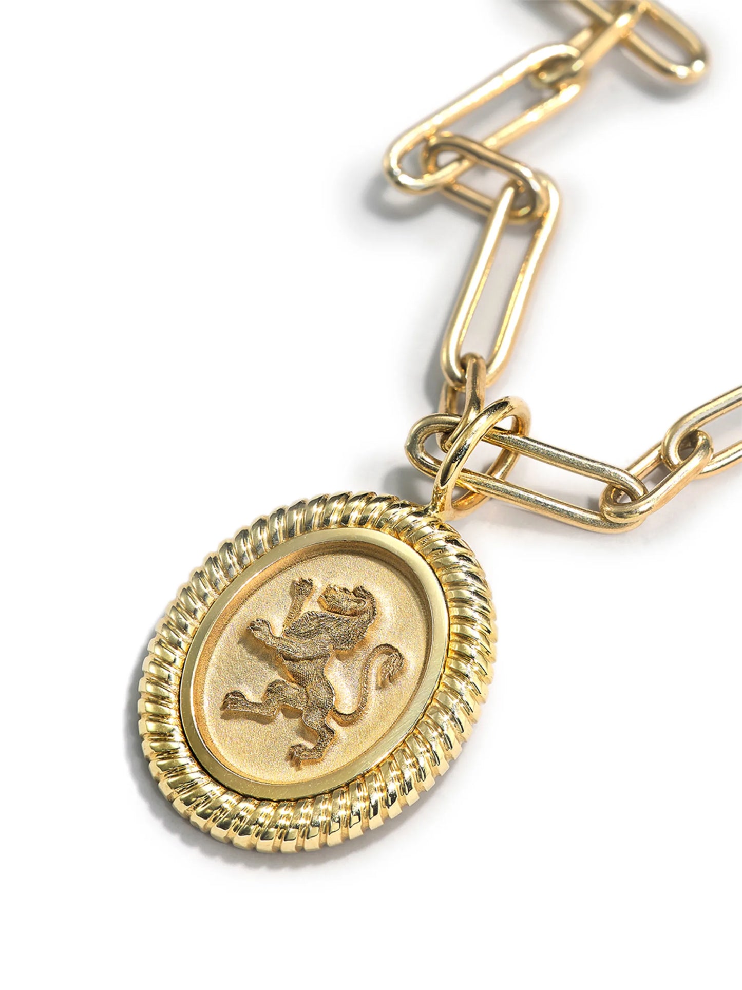 14K yellow gold lion-charm necklace