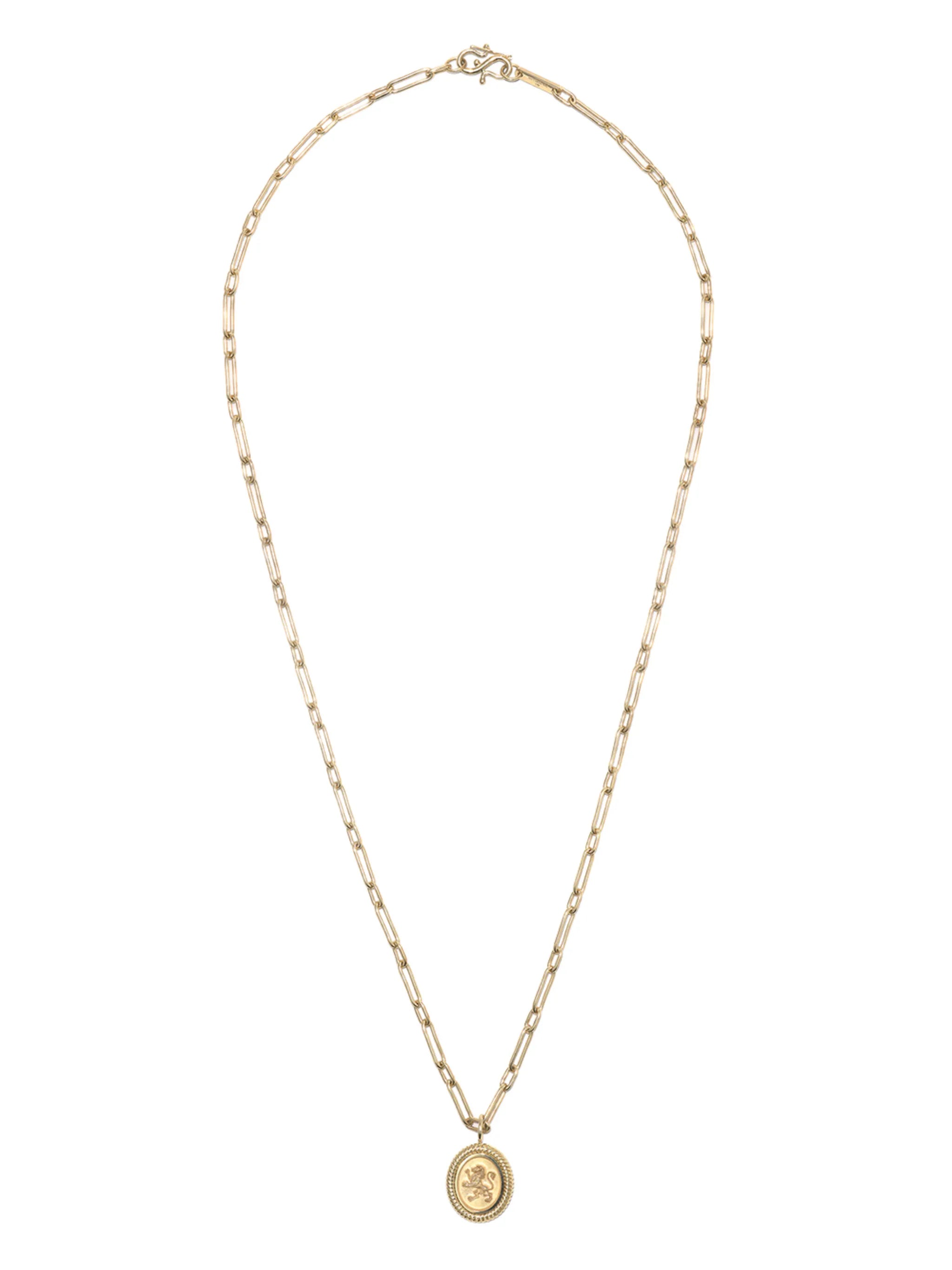 14K yellow gold lion-charm necklace