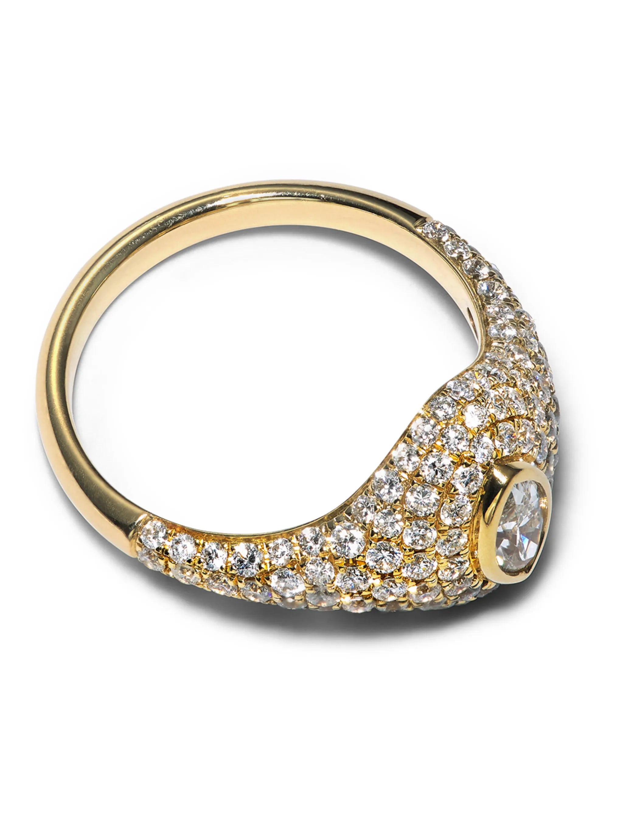 Marquise diamond pavé signet ring