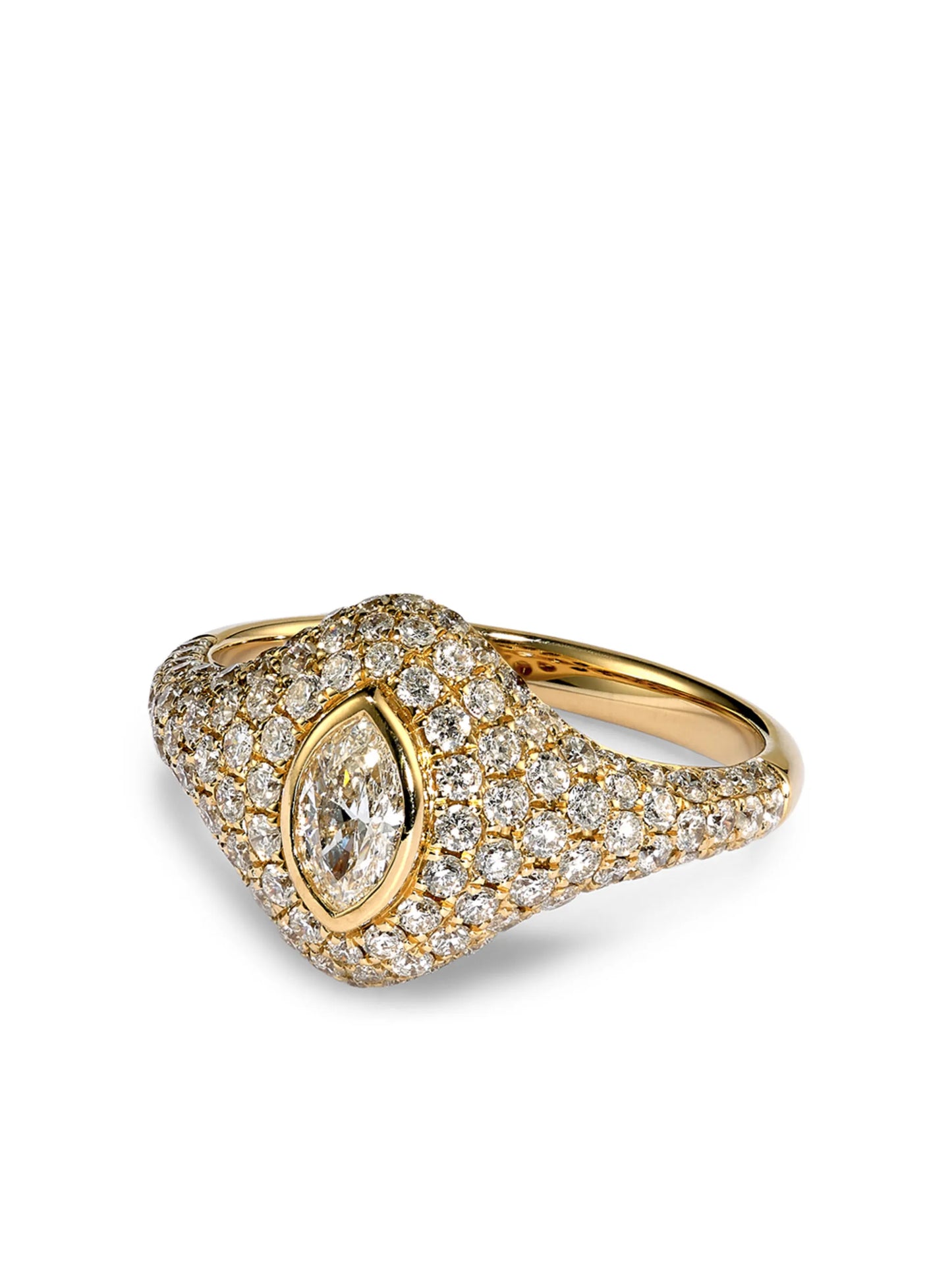 Marquise diamond pavé signet ring