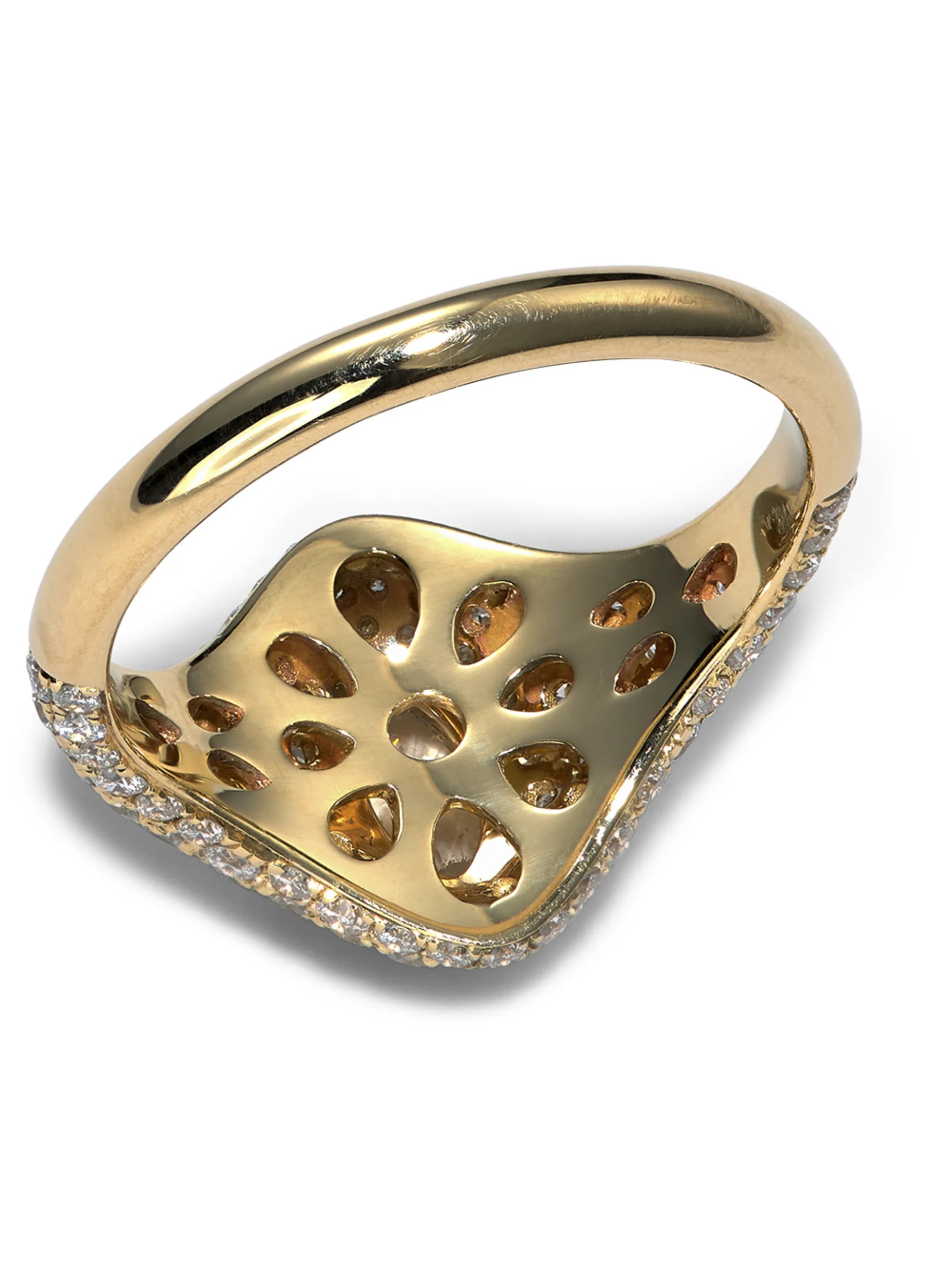 Marquise diamond pavé signet ring
