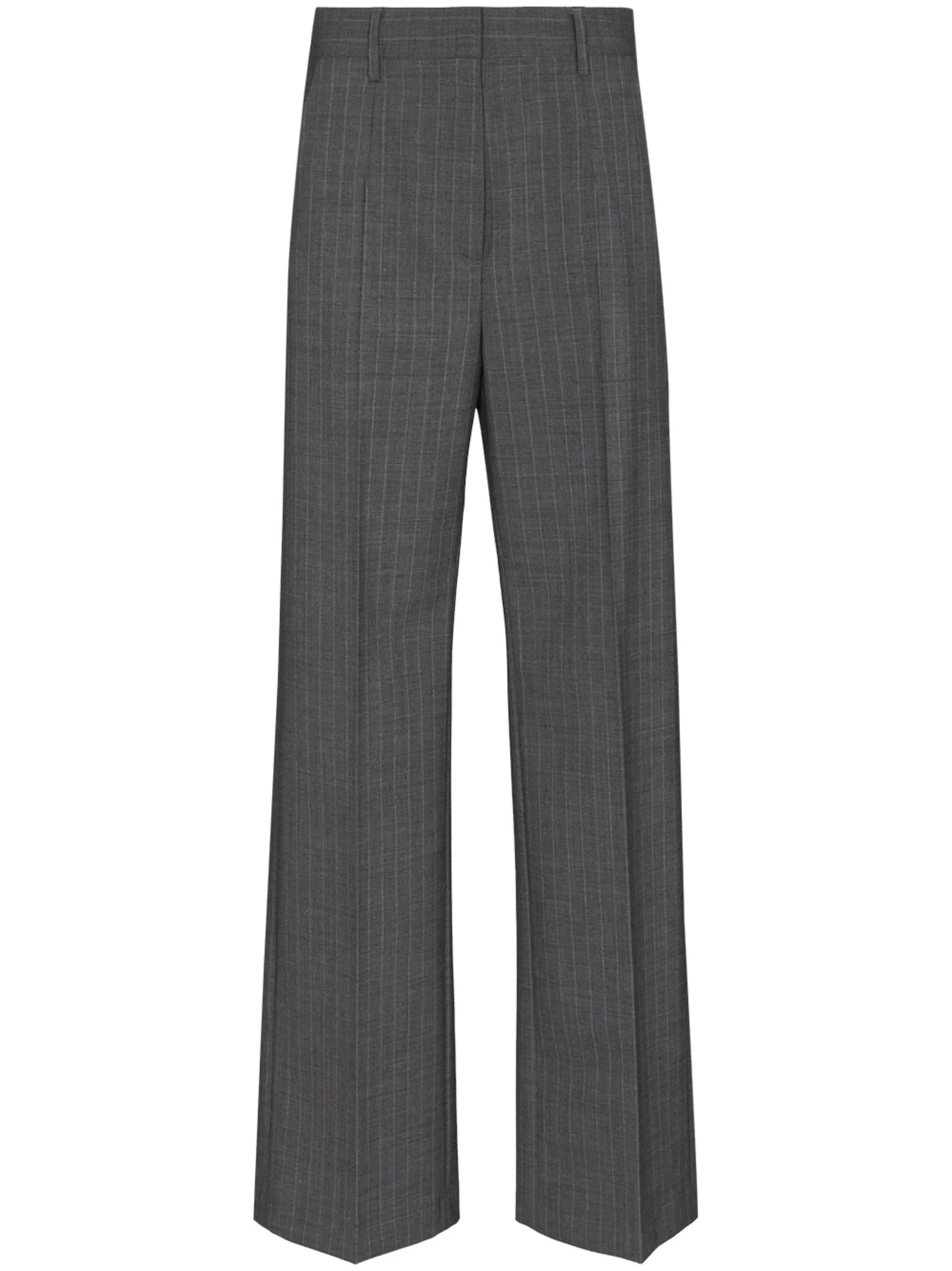 high-waisted pinstripe trousers