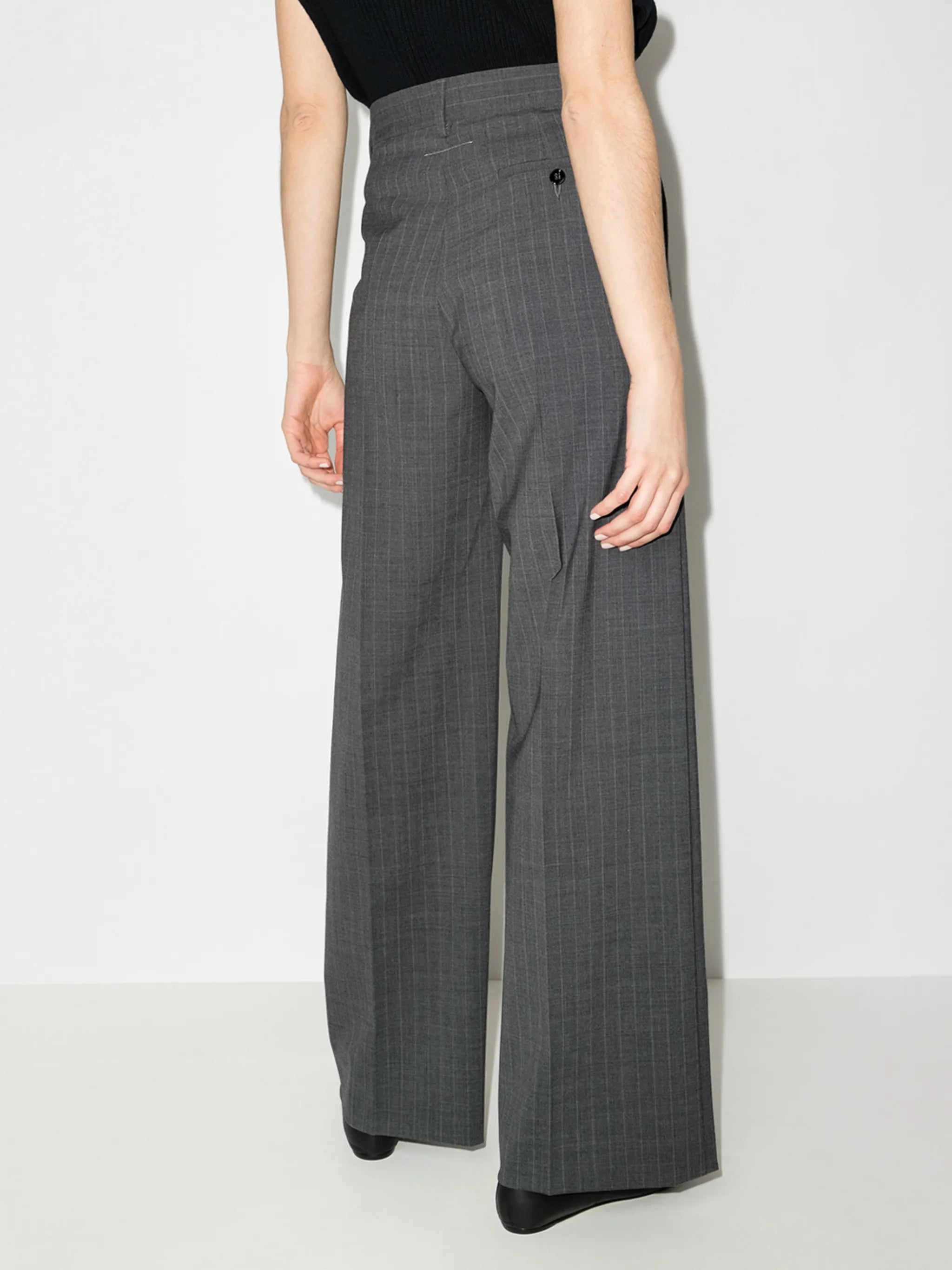 high-waisted pinstripe trousers