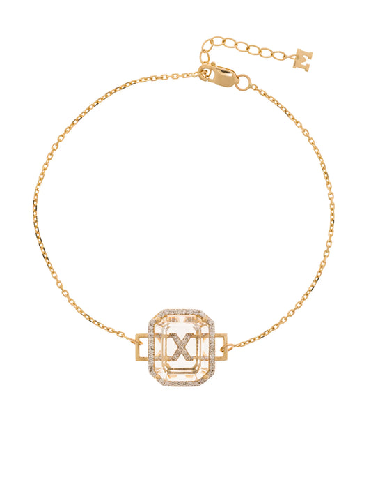 14K yellow gold X initial diamond bracelet