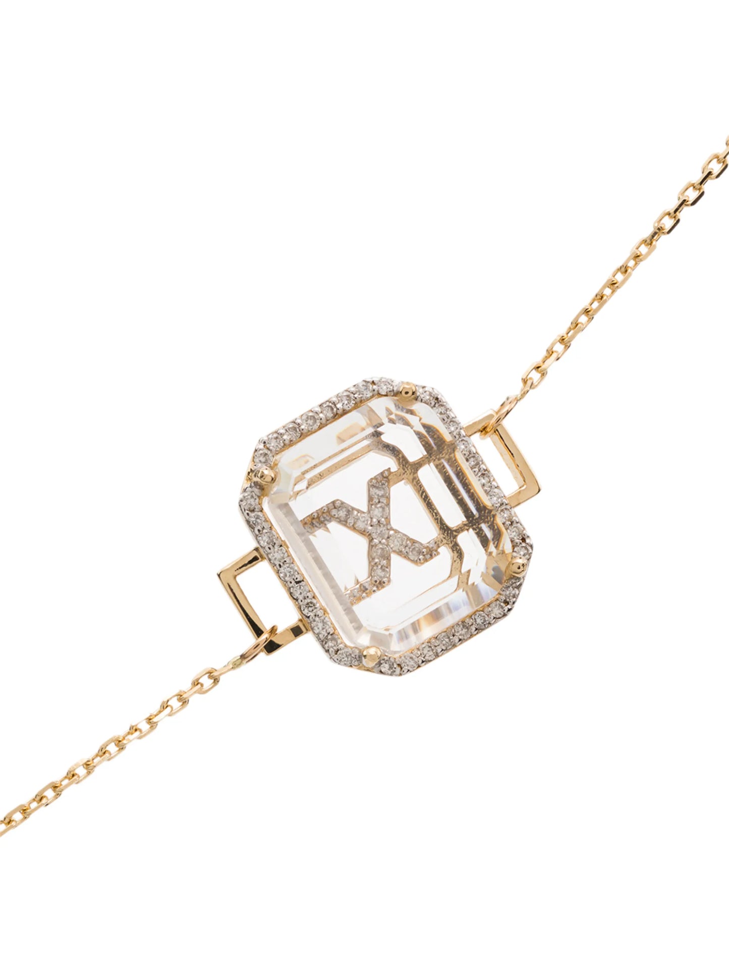 14K yellow gold X initial diamond bracelet