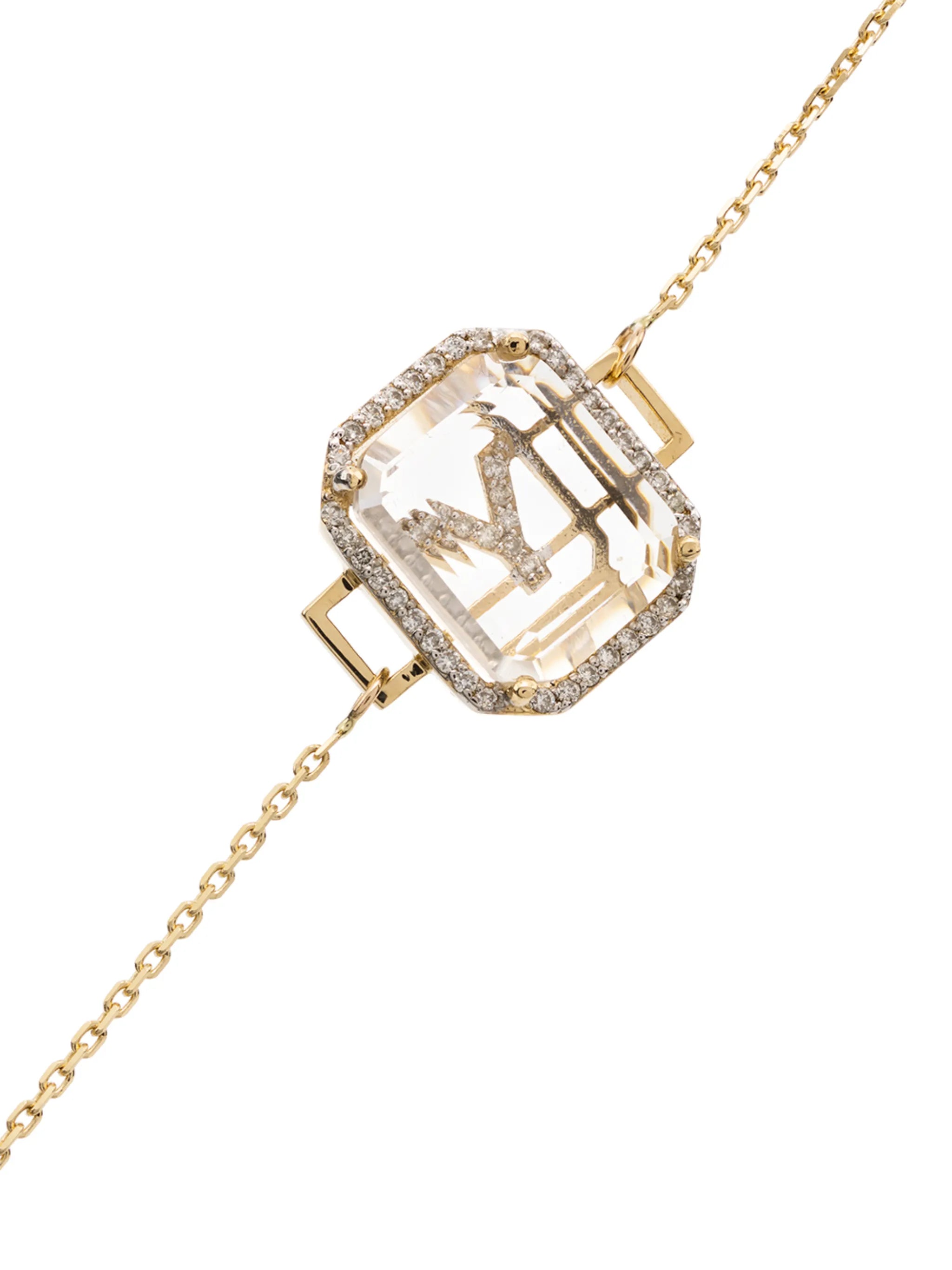 14K yellow gold Y initial diamond bracelet