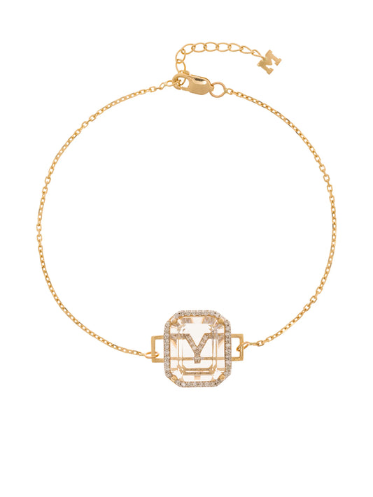 14K yellow gold Y initial diamond bracelet