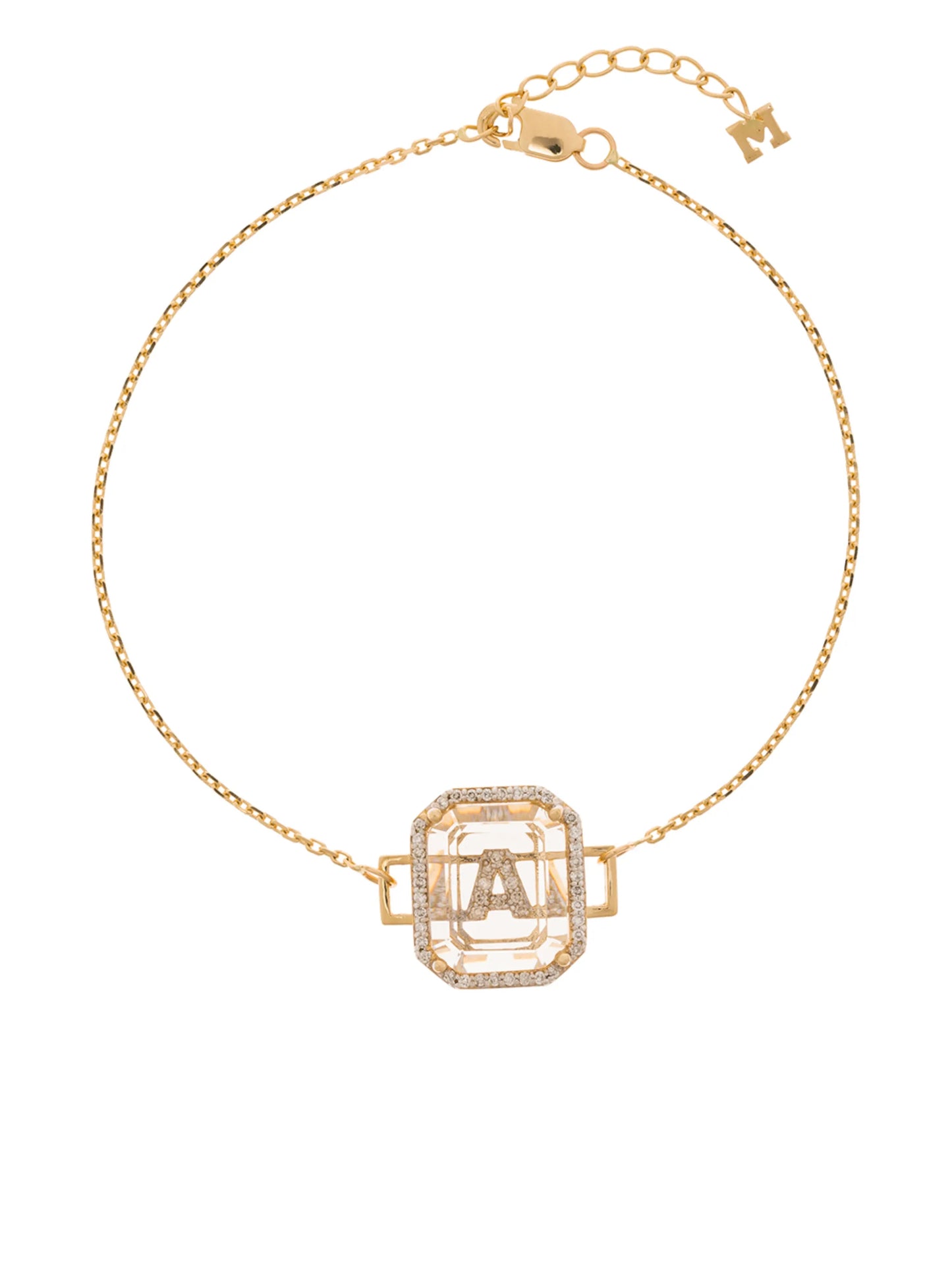 14kt yellow gold A initial diamond bracelet