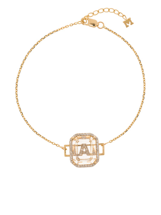 14kt yellow gold A initial diamond bracelet