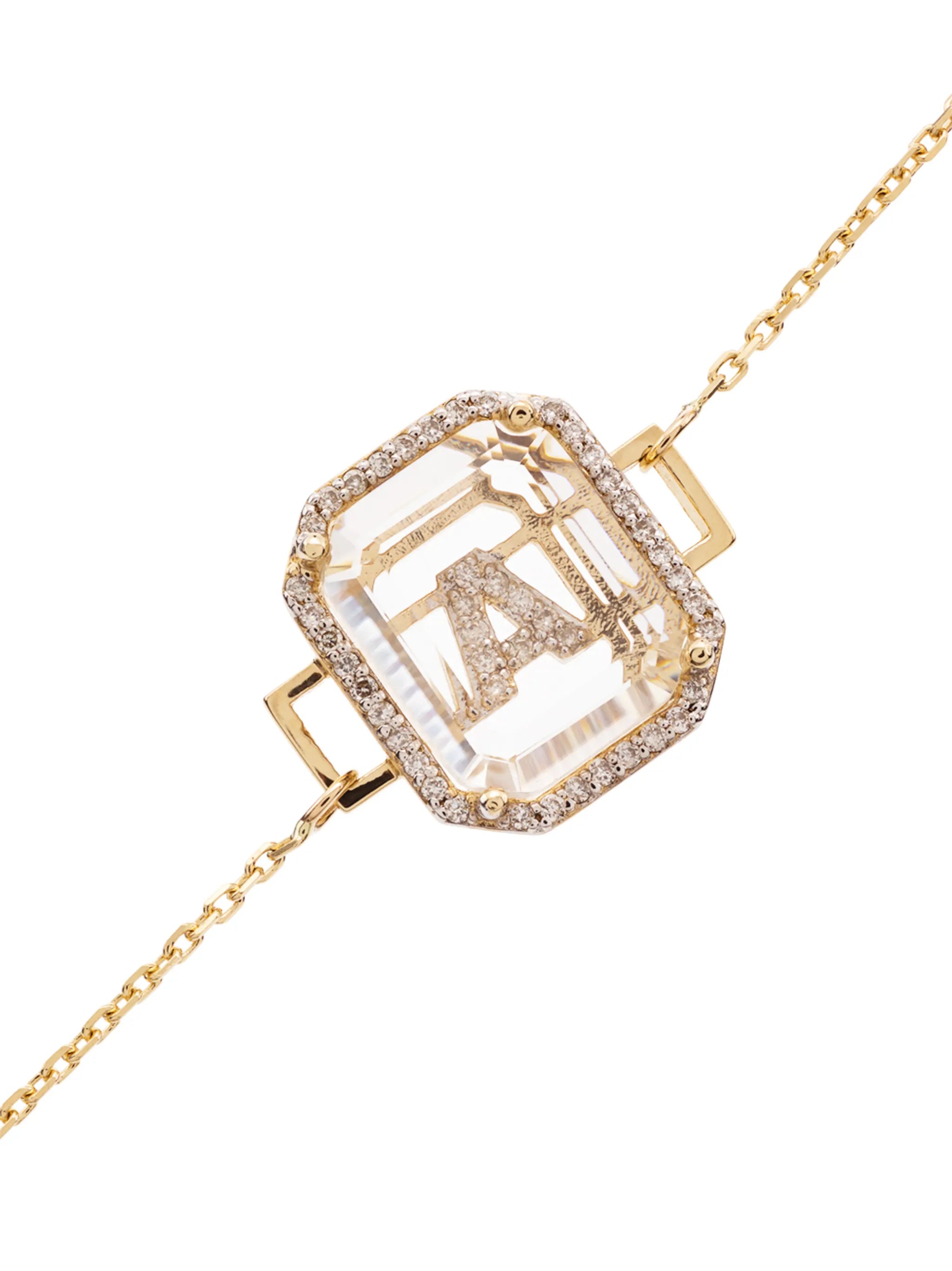 14kt yellow gold A initial diamond bracelet