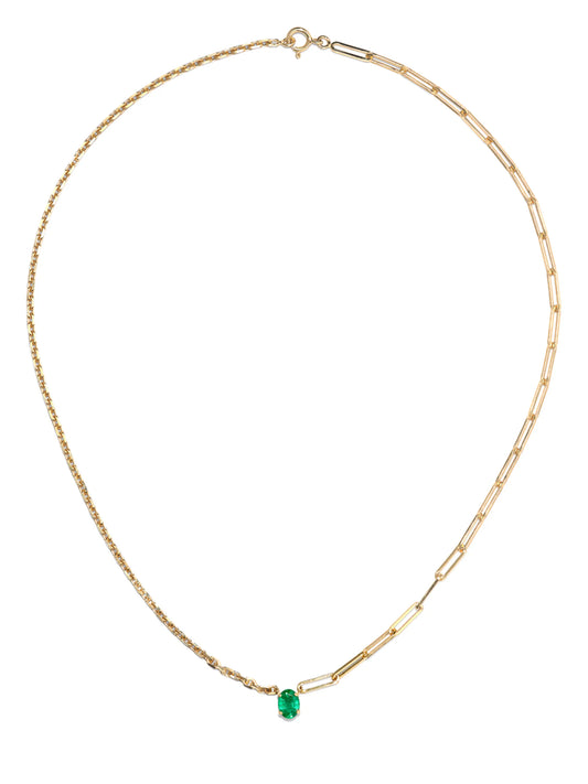 18kt yellow gold emerald necklace
