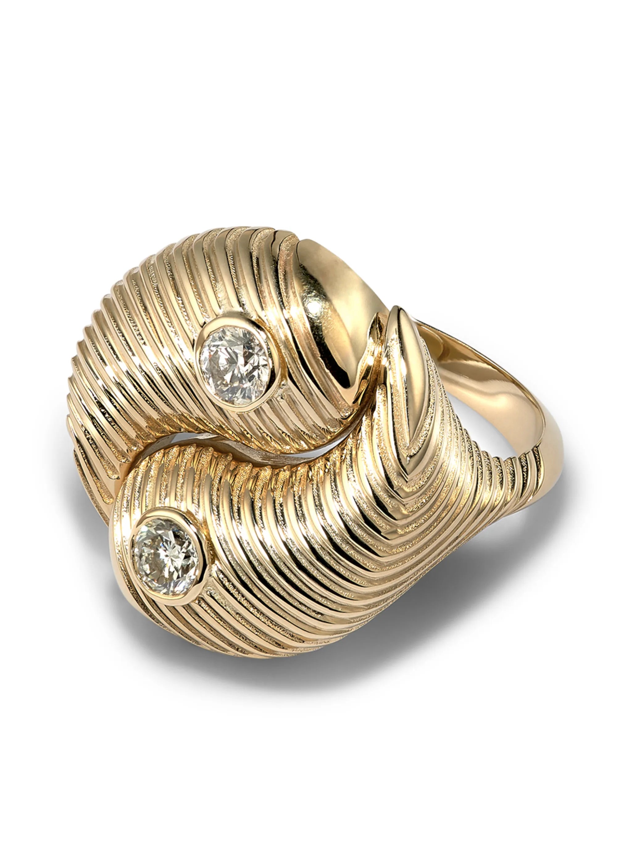 14K yellow gold Yin Yang diamond ring