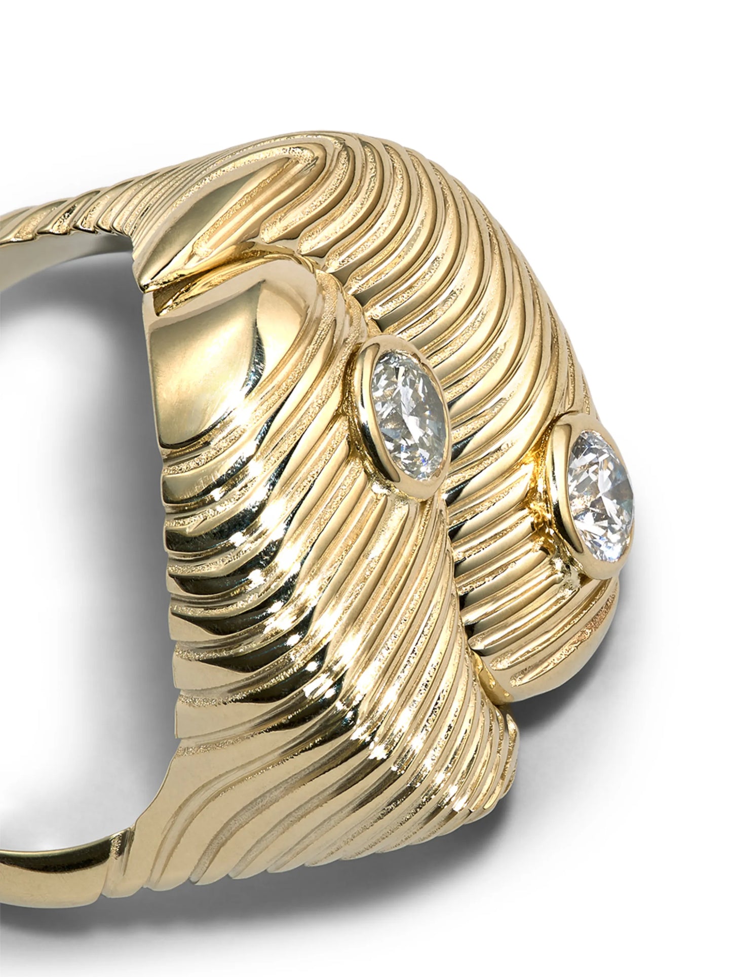 14K yellow gold Yin Yang diamond ring