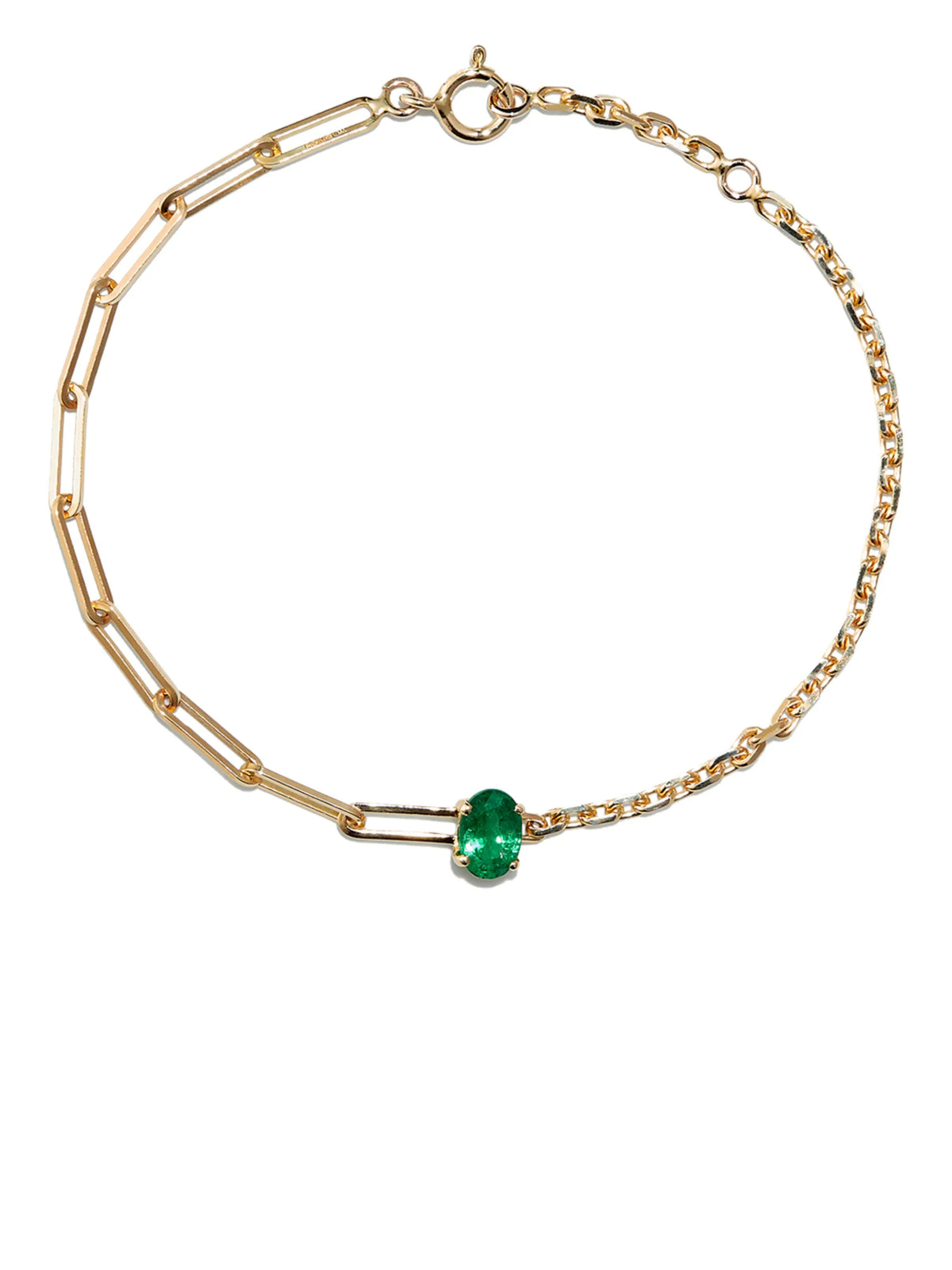 emerald solitaire bracelet in yellow gold