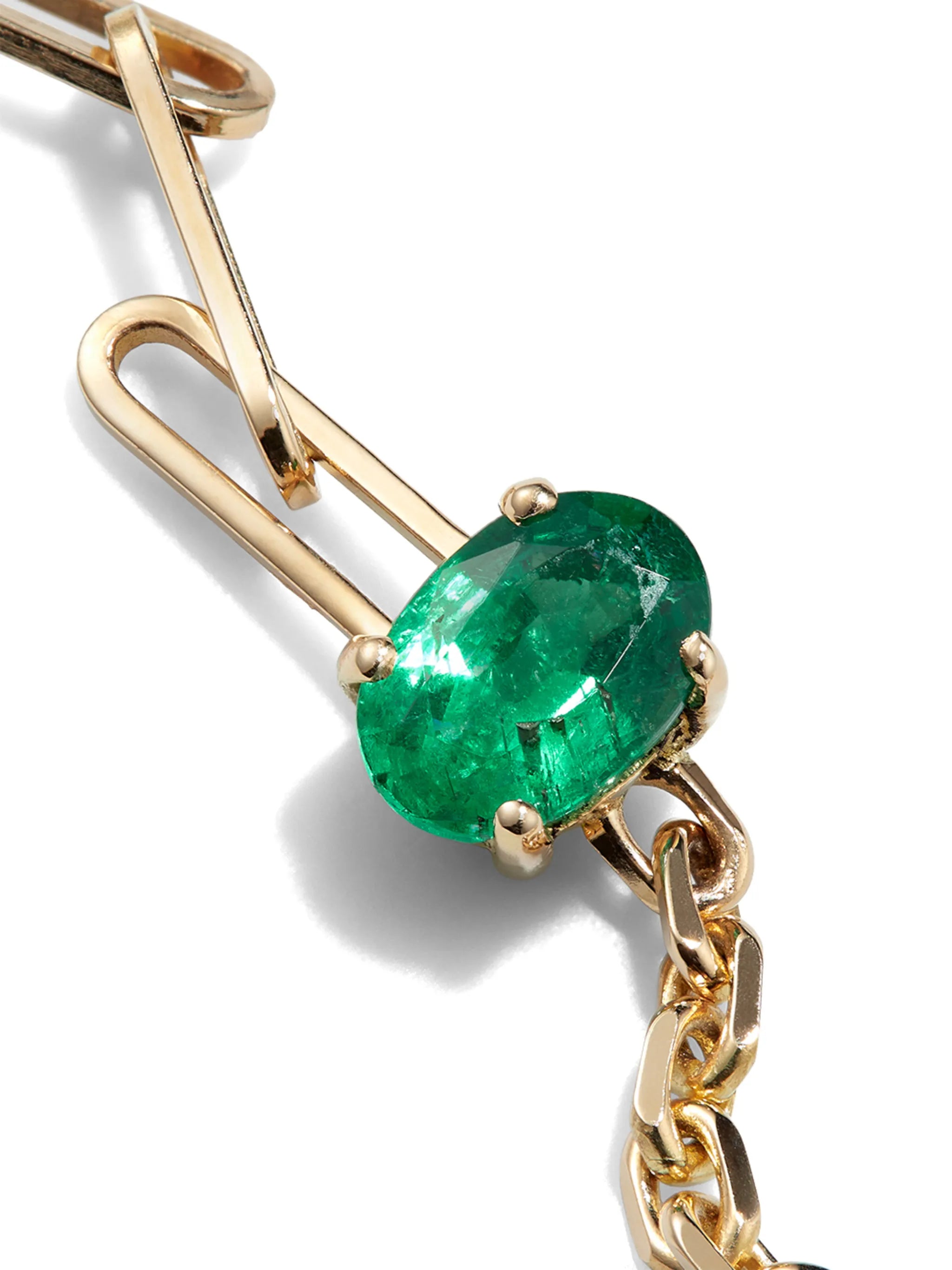 emerald solitaire bracelet in yellow gold