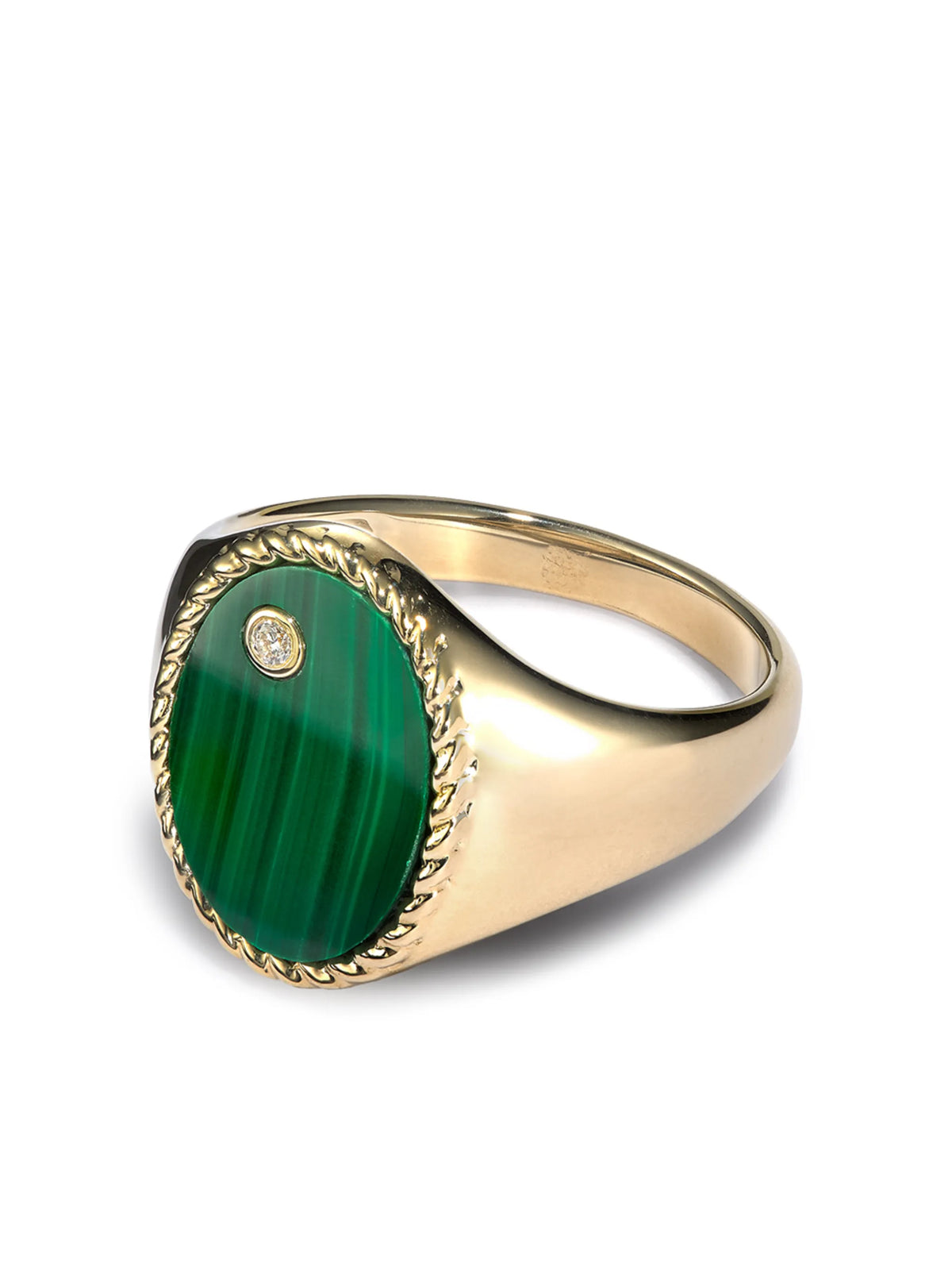 oval signet ring in malachite and yellow gold