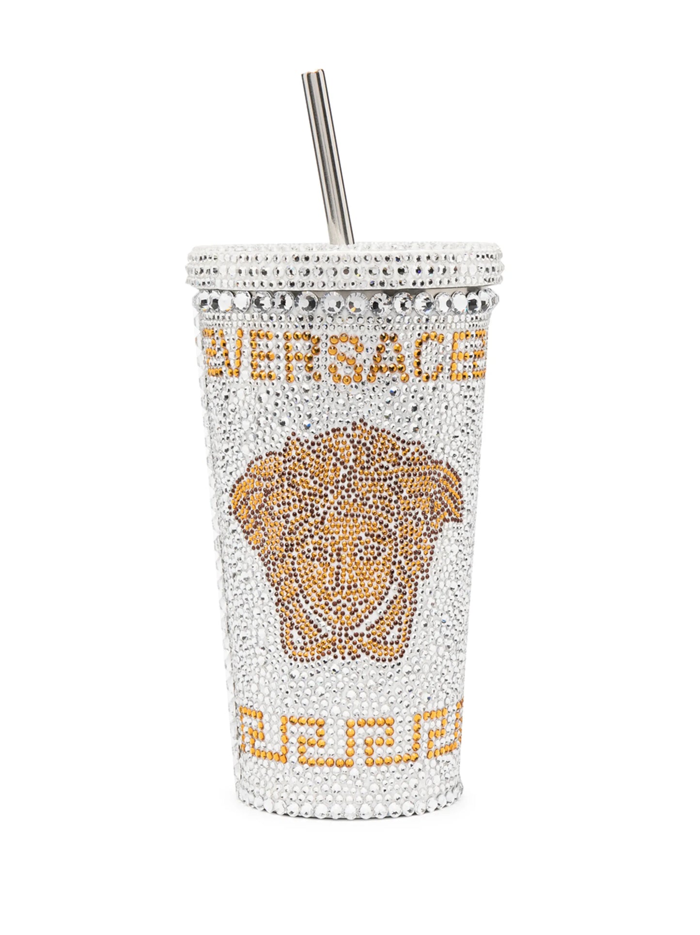 Medusa crystal-embellished travel cup