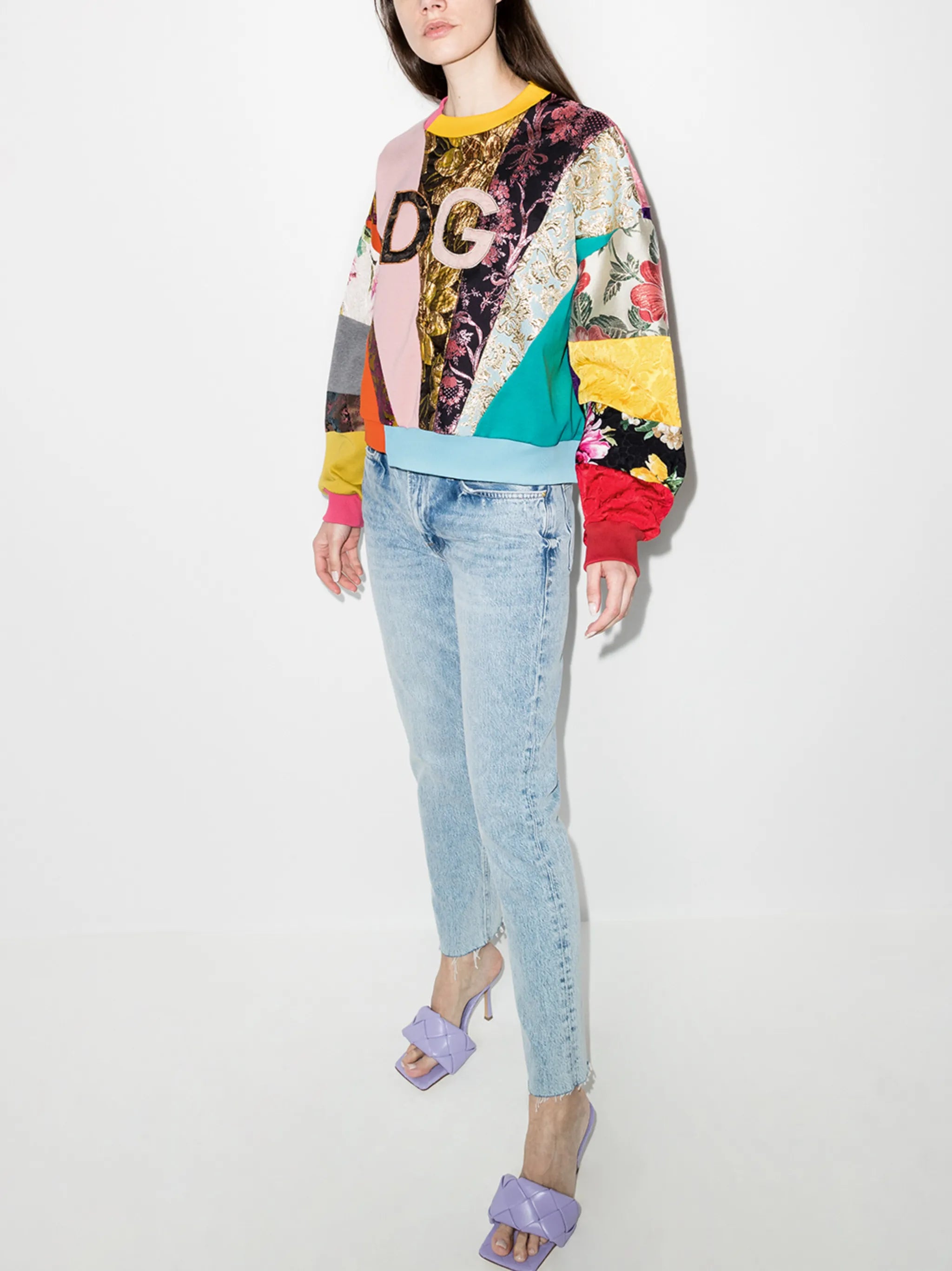 logo-embroidered patchwork sweatshirt