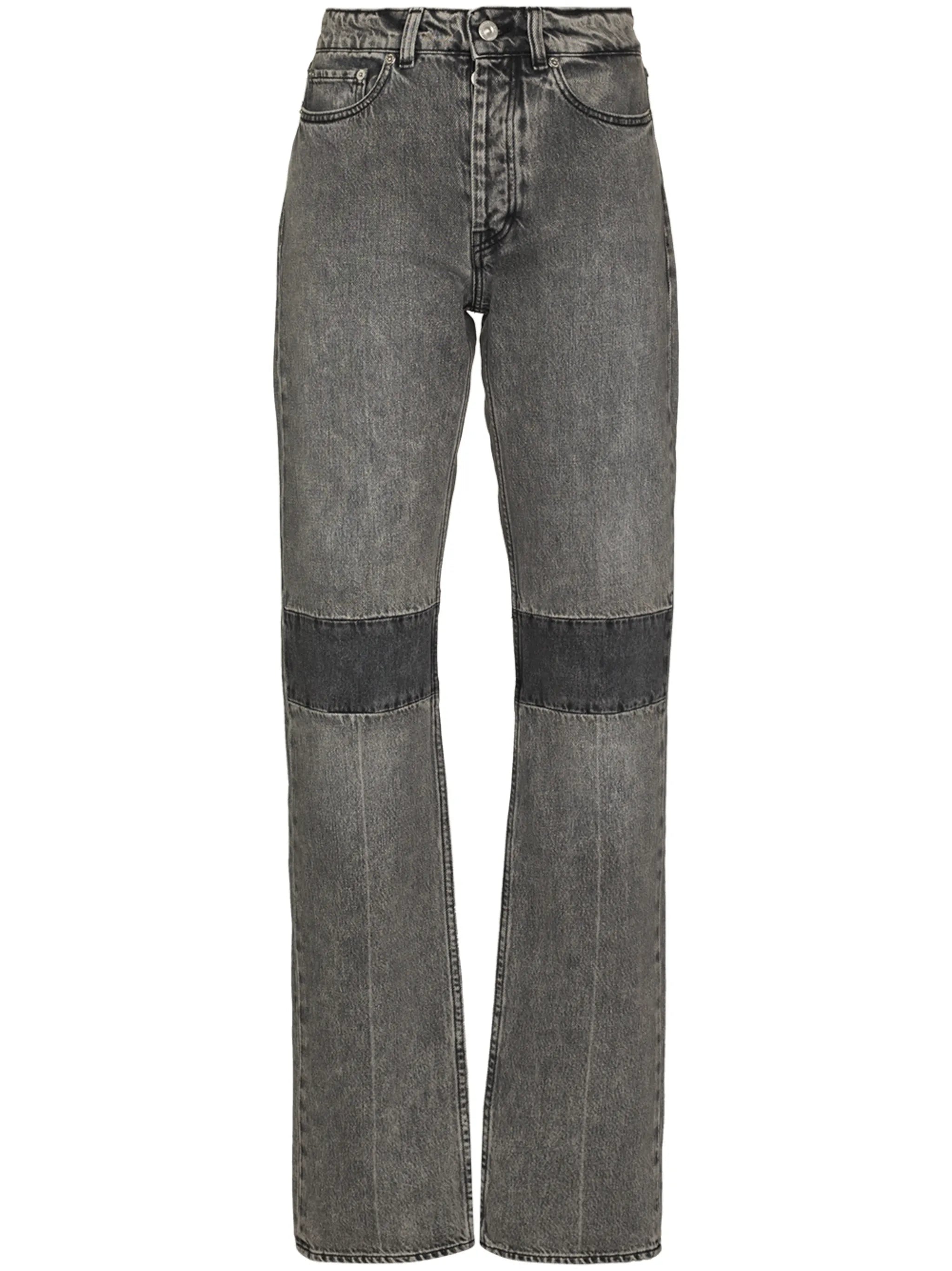high-waisted straight-leg jeans