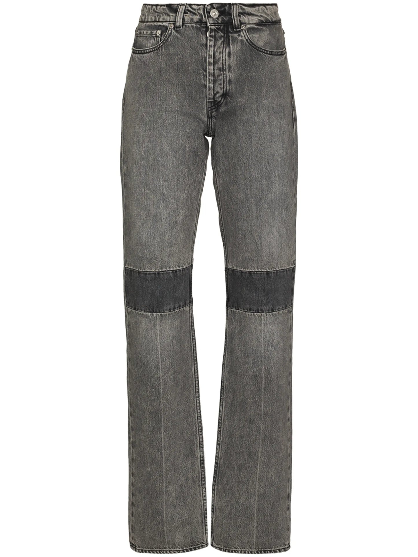 high-waisted straight-leg jeans